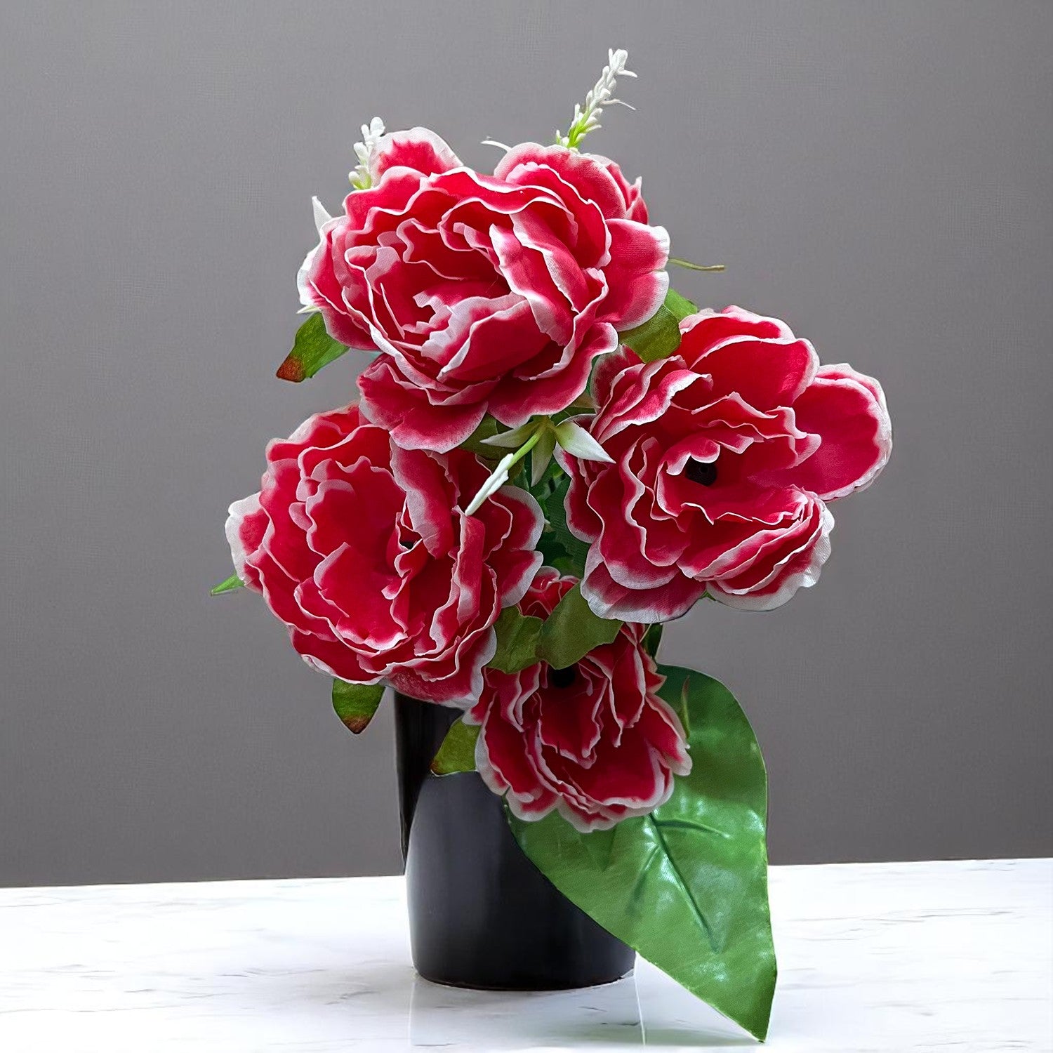 Artificial Flowers Rose Bunches for Vase Pot | Faux Flowers Stem - for Home Decor, Living Room, Office & Festivals Decoration (Vase Not Included) - 14 Inch - Apkamart #Colour_Pink