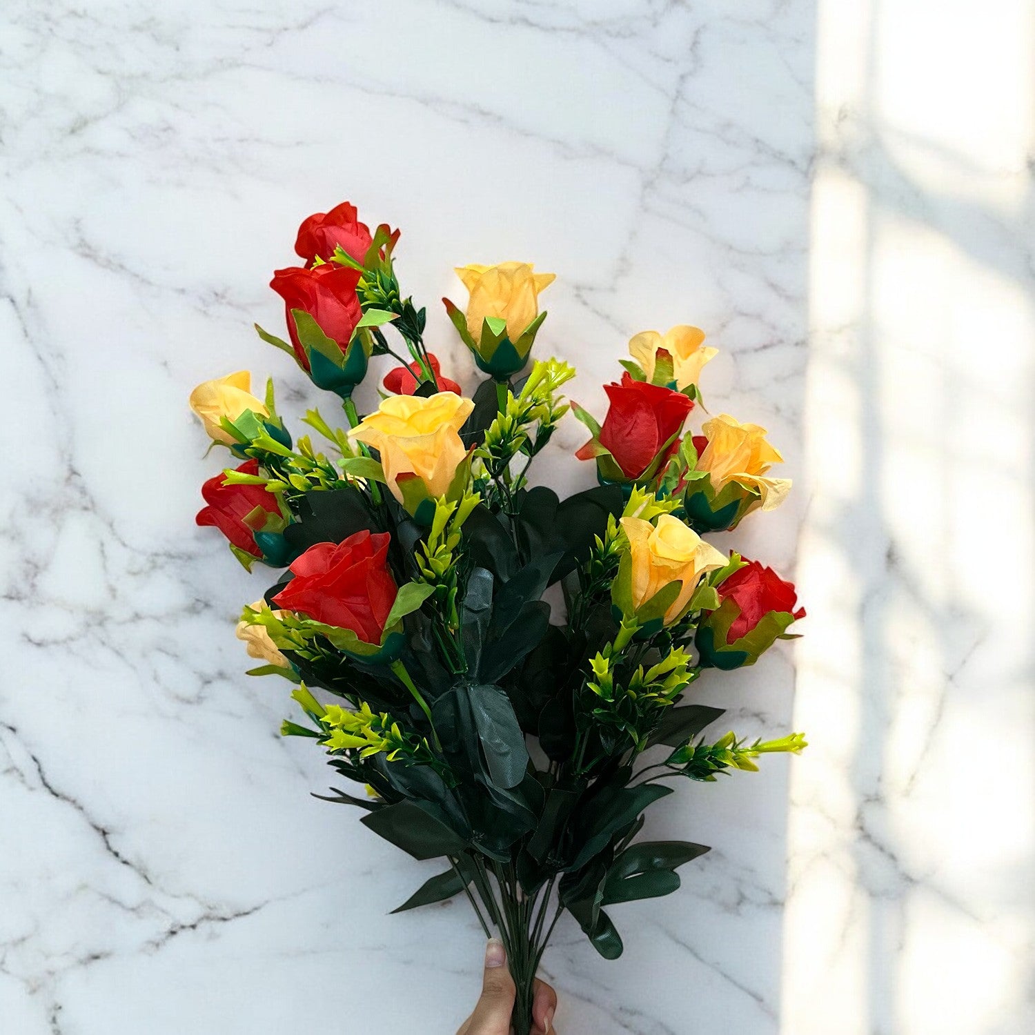 Artificial Flower Bouquets | Faux Flowers Bunch - for Table Vase, Pot, Home Decor, Living Room, Side Table Centerpiece - 29 Inch - Apkamart #Style_Design 2