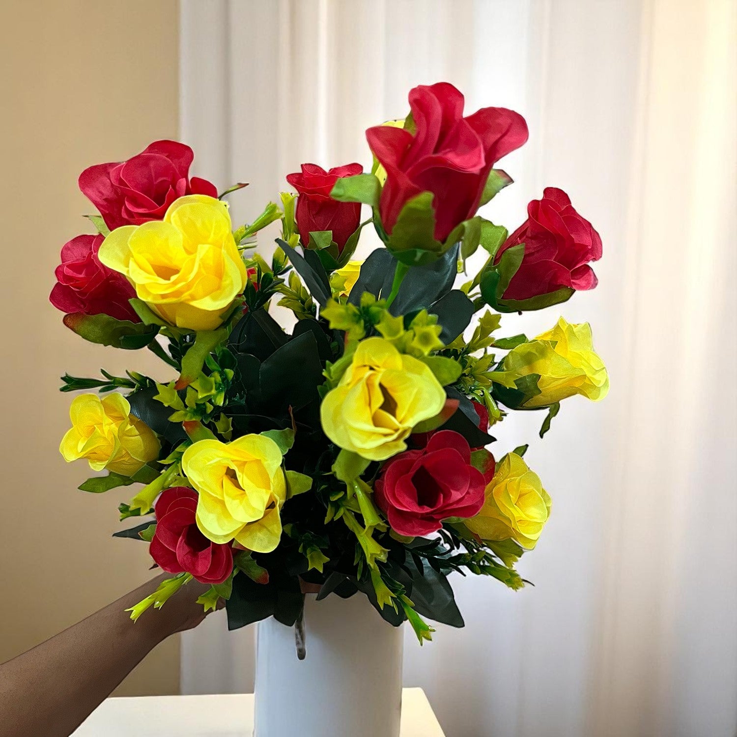 Artificial Rose Flower Bouquets | Faux Flowers Bunch - for Table Vase, Pot, Home Decor, Side Table Centerpiece - 29 Inch - Apkamart #Style_Design 2