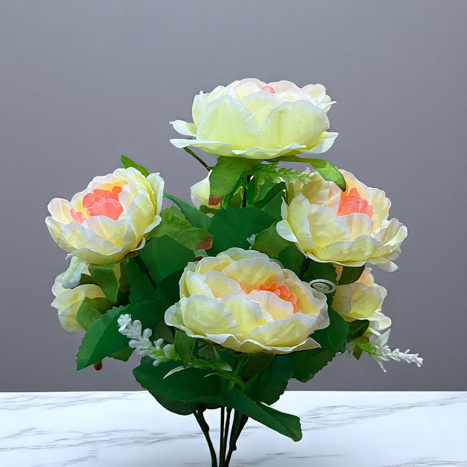 Artificial Flowers Rose Sticks | Faux Flowers Bunch - for Home Decor, Living Room, Office & Festivals Decoration (Vase Not Included) - 15 Inch - Apkamart #Colour_Off White