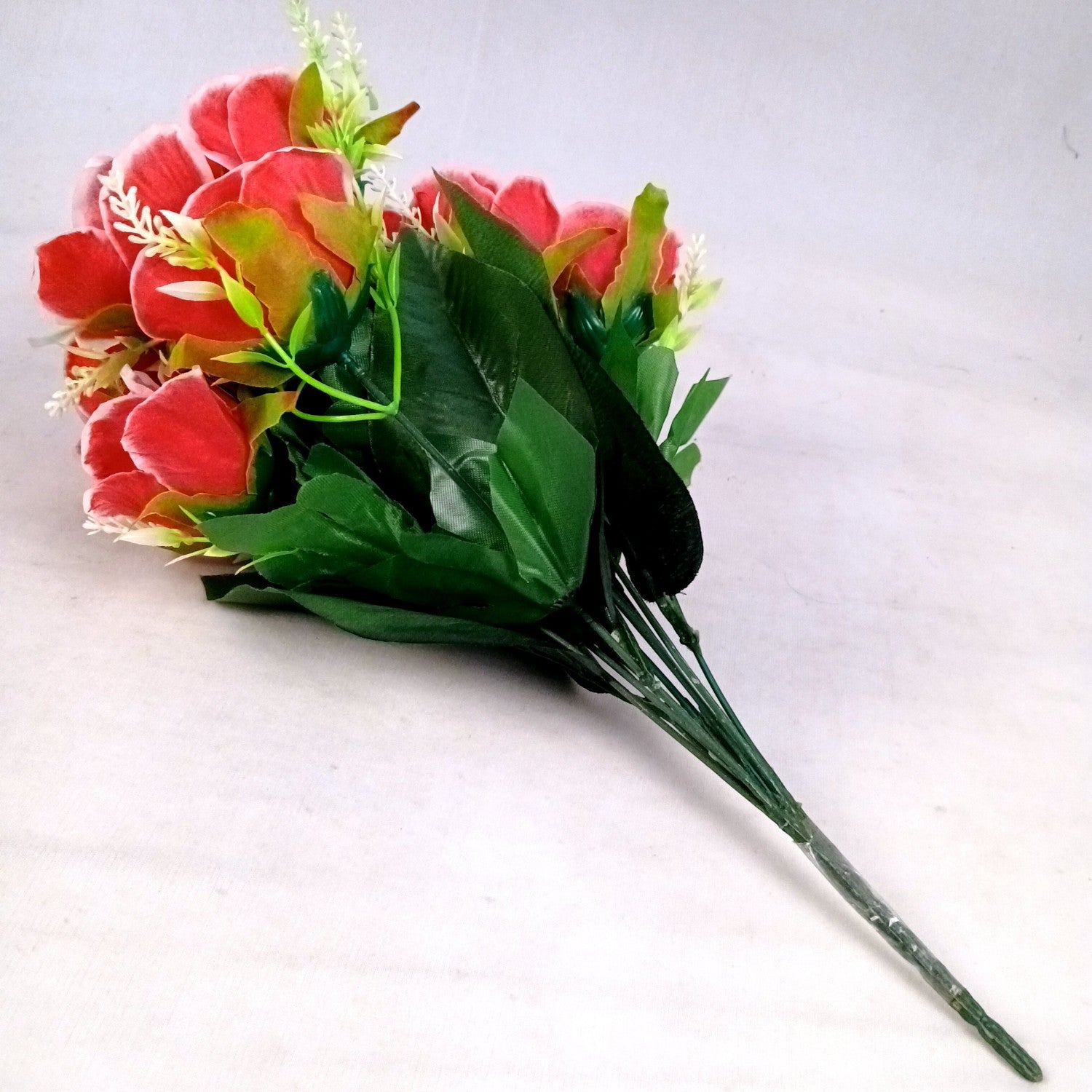 Artificial Rose Flower Bouquets | Faux Flowers Bunch - for Table Vase, Pot, Home Decor, Living Room, Side Table Centerpiece - 17 Inch - Apkamat #Style_Design 2