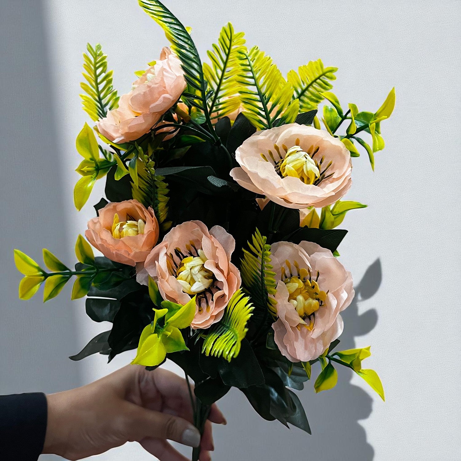 Artificial Flowers Rose Buoquet For Pot | Faux Flower Sticks - for Home Decor, Living Room, Office & Festivals Decoration (Vase Not Included) - 17 Inch - Apkamart #Colour_Orange