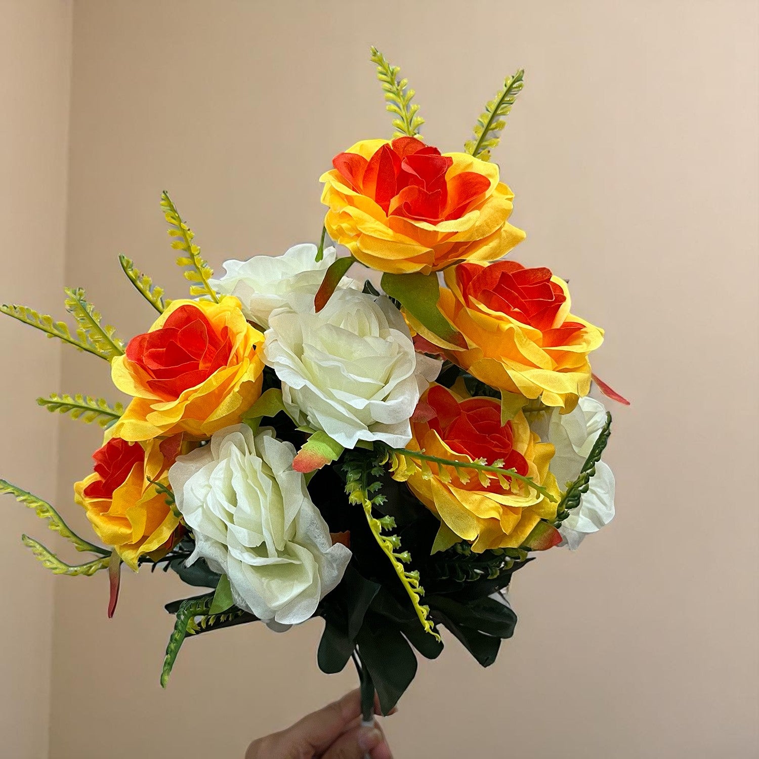 Artificial Flowers Rose Bunches for Vase Pot | Faux Flowers Stem - for Home Decor Living Room Side Table Centerpiece - 18 Inch - Apkamart #Style_Design 2