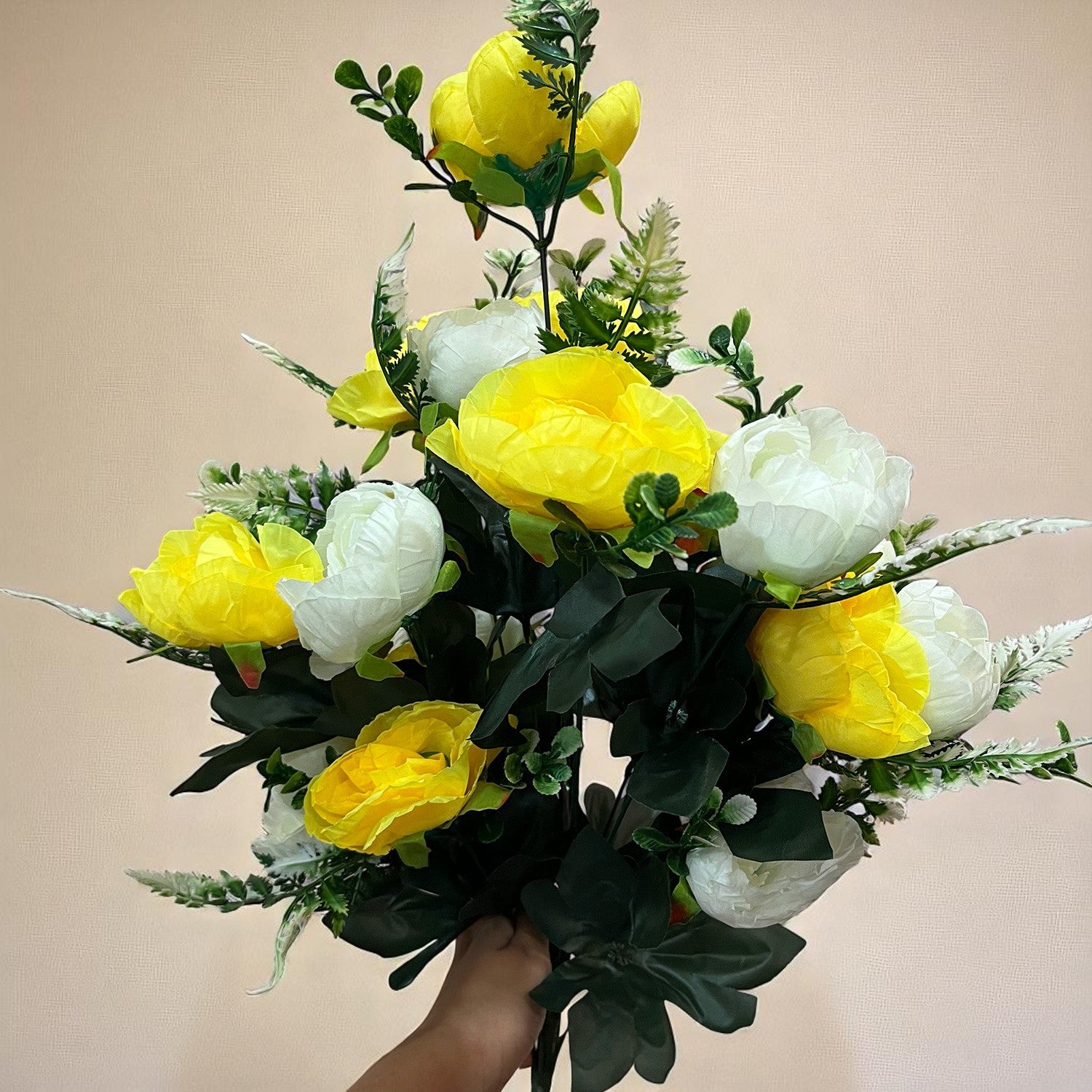 Artificial Rose Flowers With Pot | Faux Flowers Bunch - for Home Decor, Living Room, Side Table, Centerpiece - 26 Inch - Apkamart #Style_Design 1