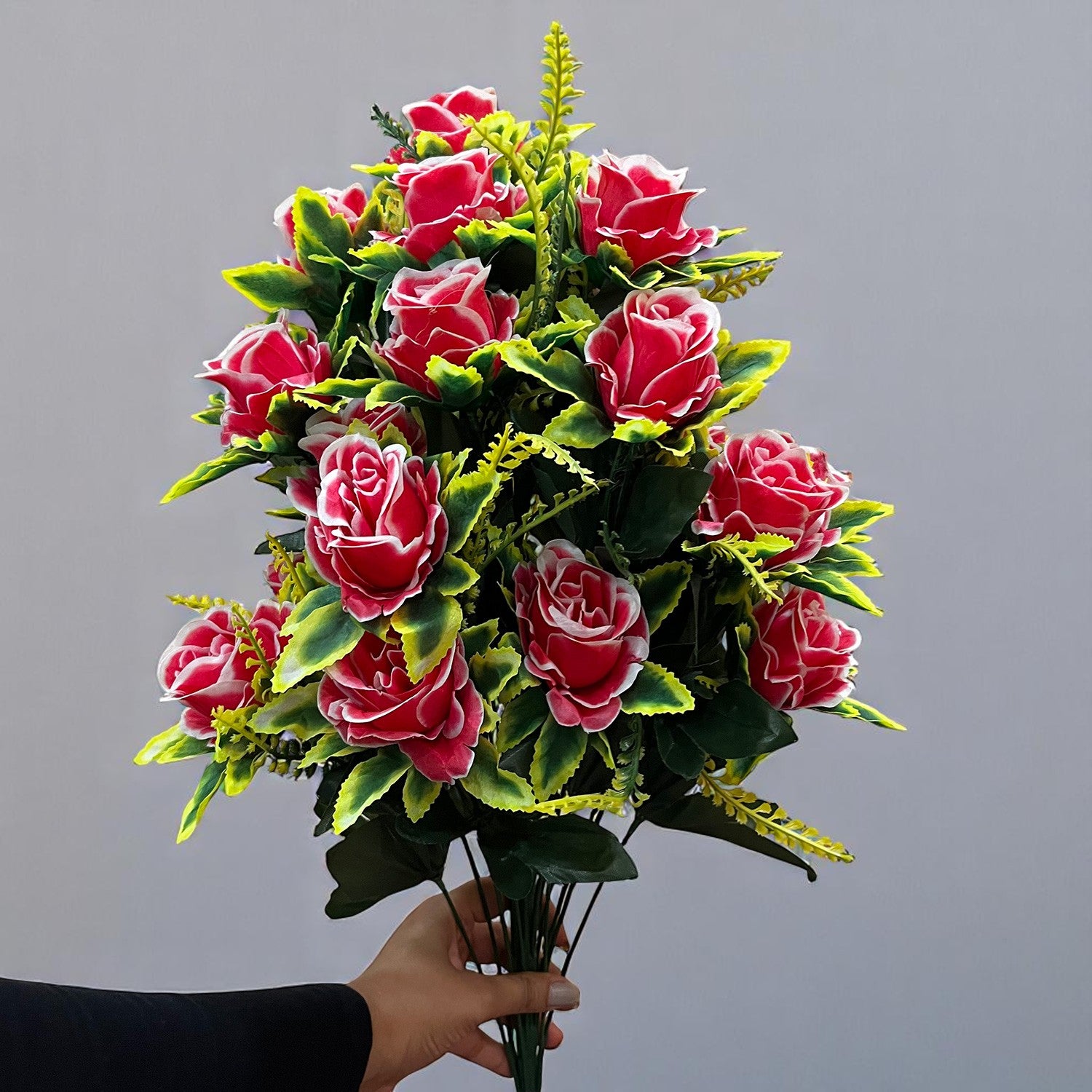 Artificial Flowers Rose Bunches for Vase | Faux Flowers Stem - for Home Decor, Living Room, Office & Festivals Decoration (Vase Not Included) - 27 Inch - Apkamart #Colour_Pink