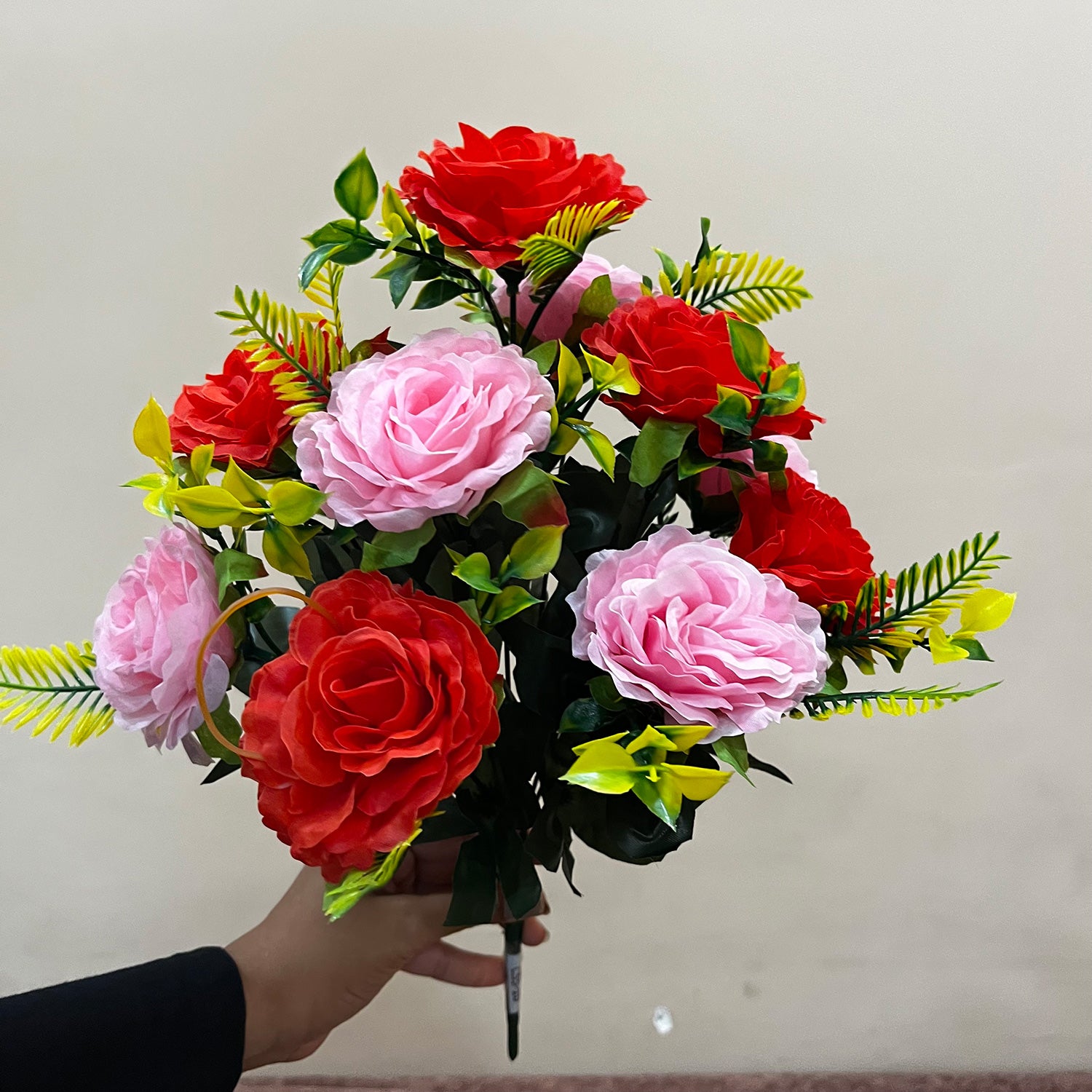 Artificial Flowers Rose Bunches for Vase Pot | Faux Flowers Stem - for Home Decor, Living Room, Office & Festivals Decoration (Vase Not Included) - 16 Inch - Apkamart #Style_Design 1