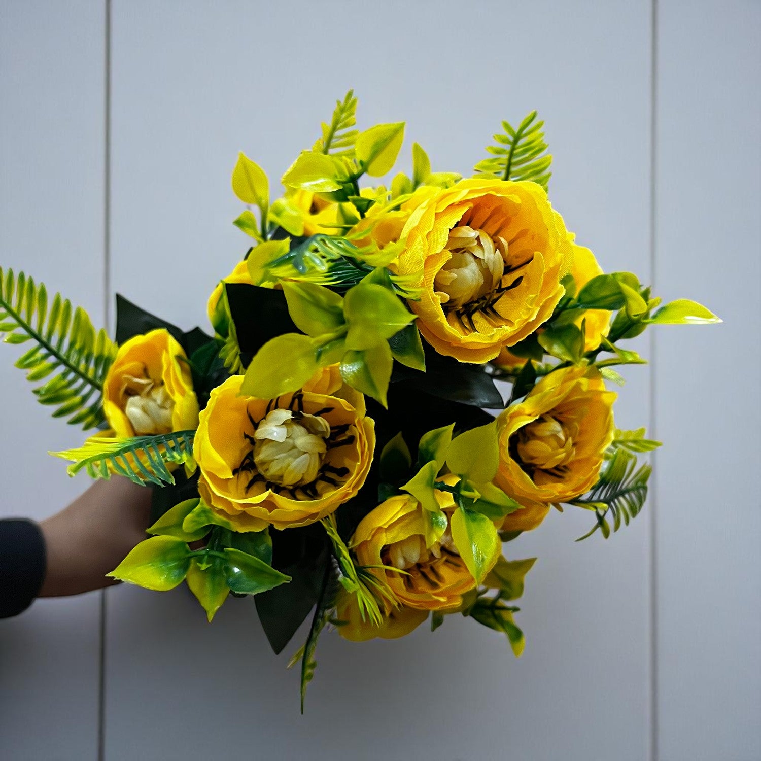 Artificial Flowers Rose Buoquet For Pot | Faux Flower Sticks - for Home Decor, Living Room, Office & Festivals Decoration (Vase Not Included) - 17 Inch - Apkamart #Colour_Yellow