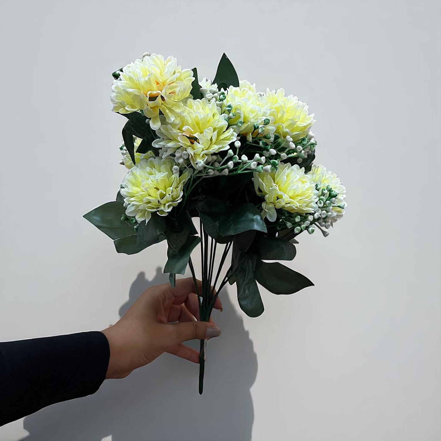 Artificial Flower Plant With Vase Pot | Decorative Flowers Bunch & Stems - for Table Vase, Pot, Home Decor, Living Room, Side Table Centerpiece & Festival Decoration - Apkamart #Colour_Off White