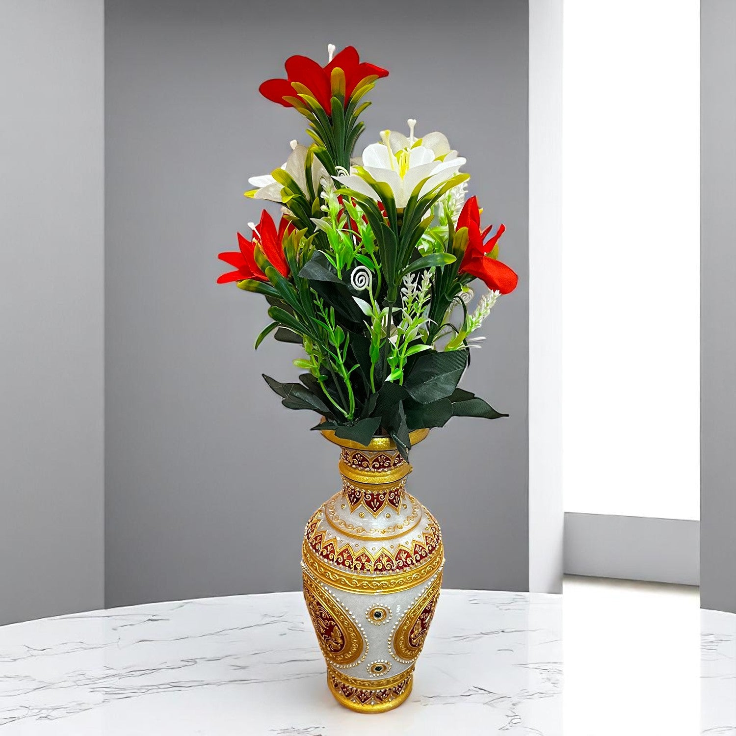 Artificial Flowers Sticks for Vase Pot | Faux Flowers Bunch / Bouquet - for Home Decor, Living Room, Wedding & Party Decoration (Vase Not Included) - 15 Inch - Apkamart