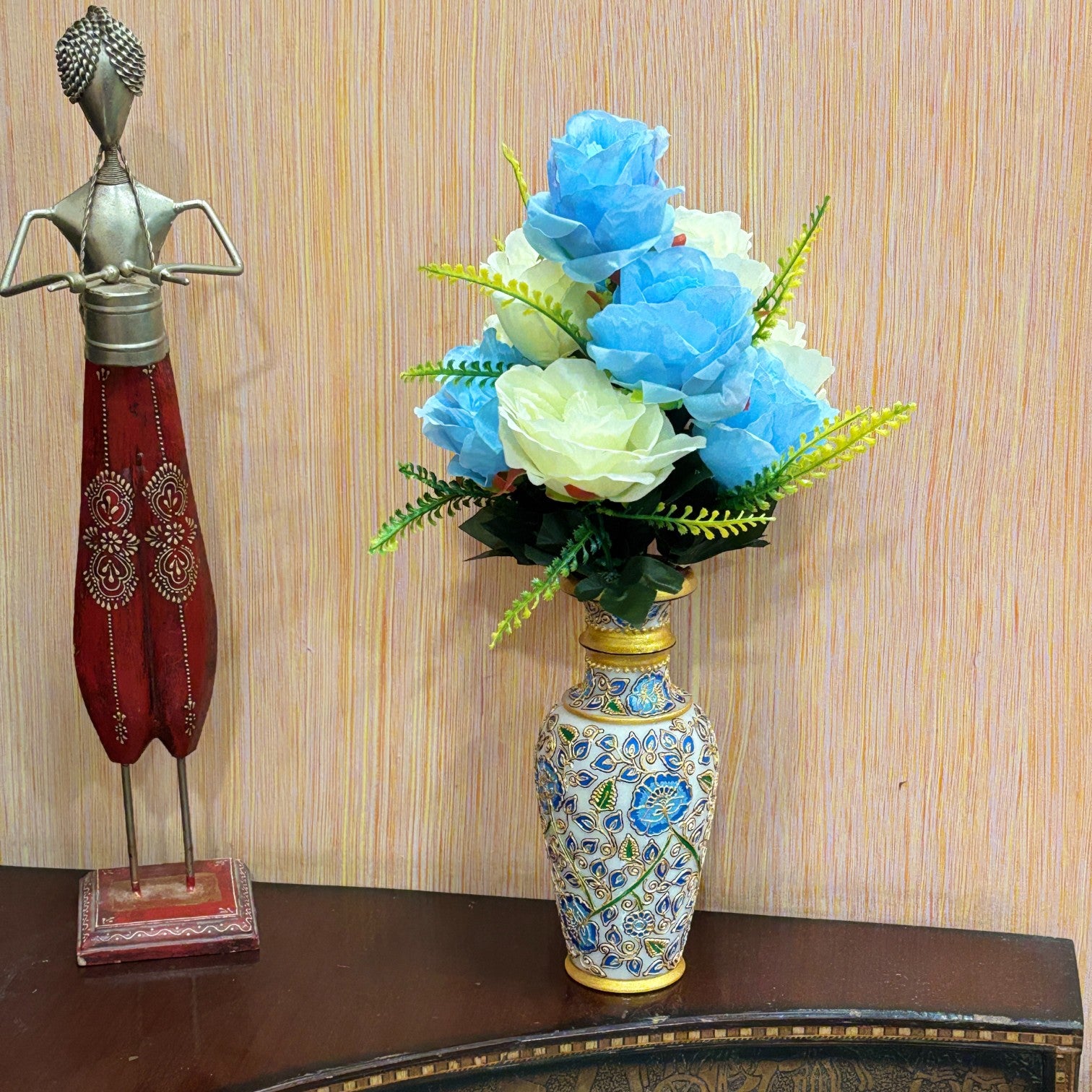 Artificial Flower Bunch for Home Decor & Festive Decoration | Faux Decorative Flower for Living Room, Balcony | Long-Lasting Artificial Flowers for Gifting - 17 Inch - Apkamart