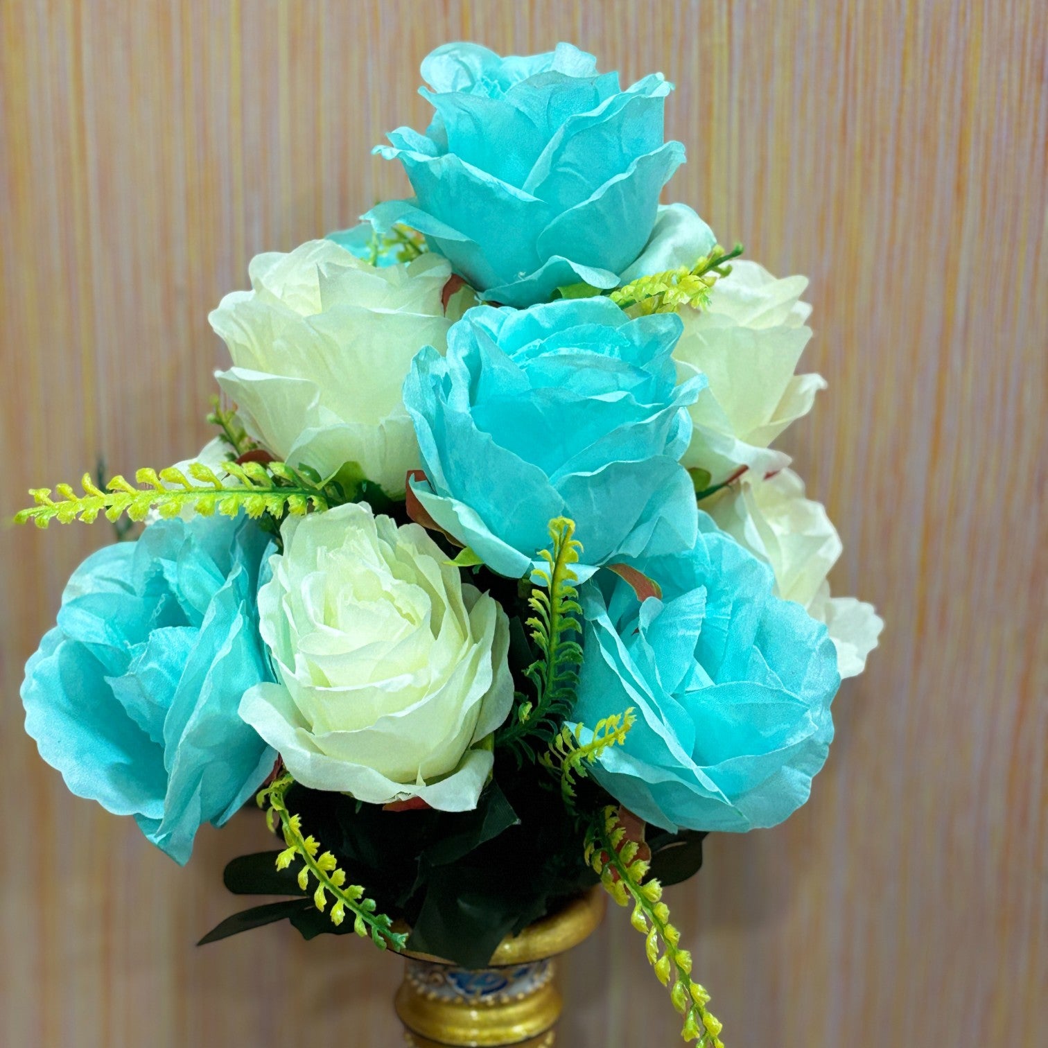 Decorative Artificial Flower Bunch | Faux Flowers with Vine & Leaf for Home, Office, Balcony | Long-Lasting Artificial Flowers for Diwali, Festive Decor - 17 Inch - Apkamart