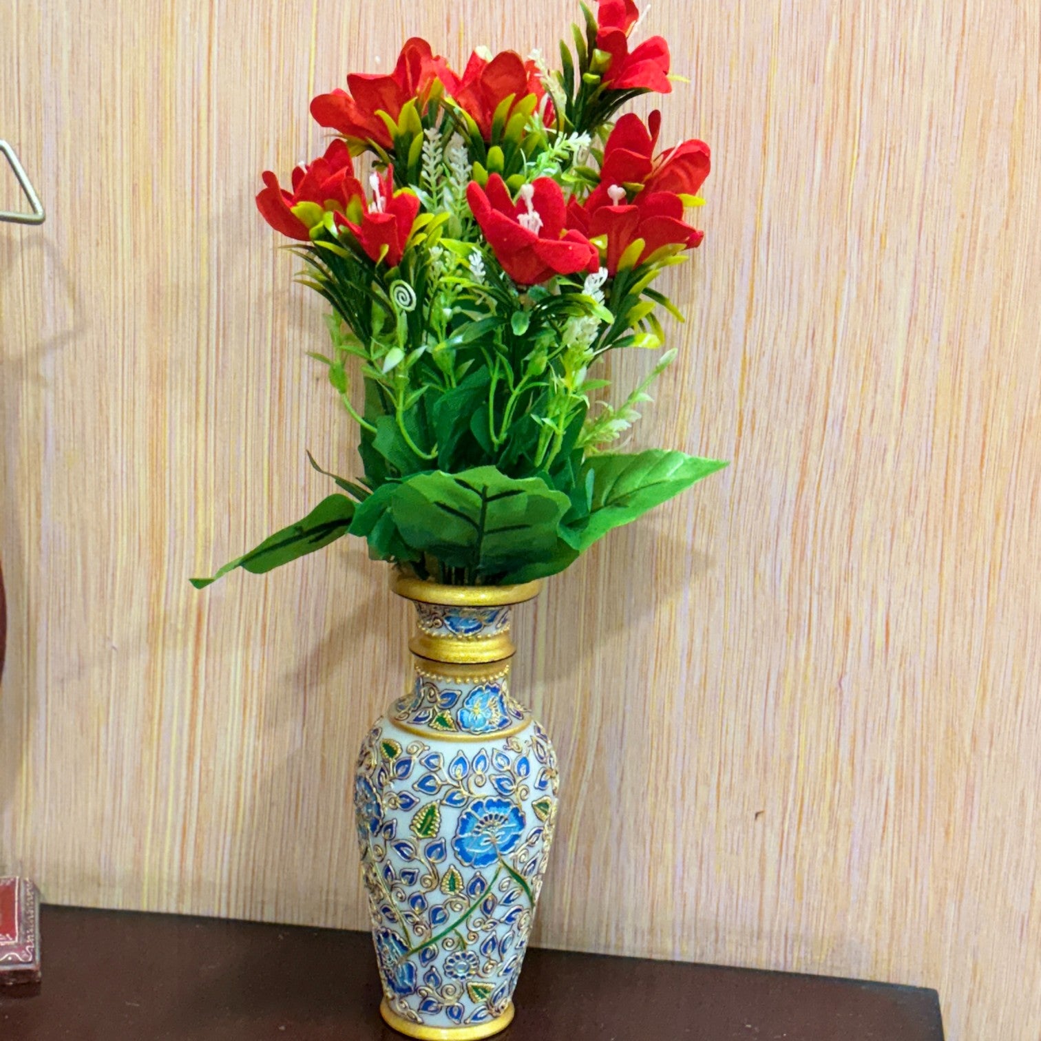 Artificial Flower Bunch | Faux Decorative Flowers for Home, Balcony & Office | Long-Lasting Flower Arrangement for Living Room, Bedroom, Garden, Diwali - 17 Inch - Apkamart