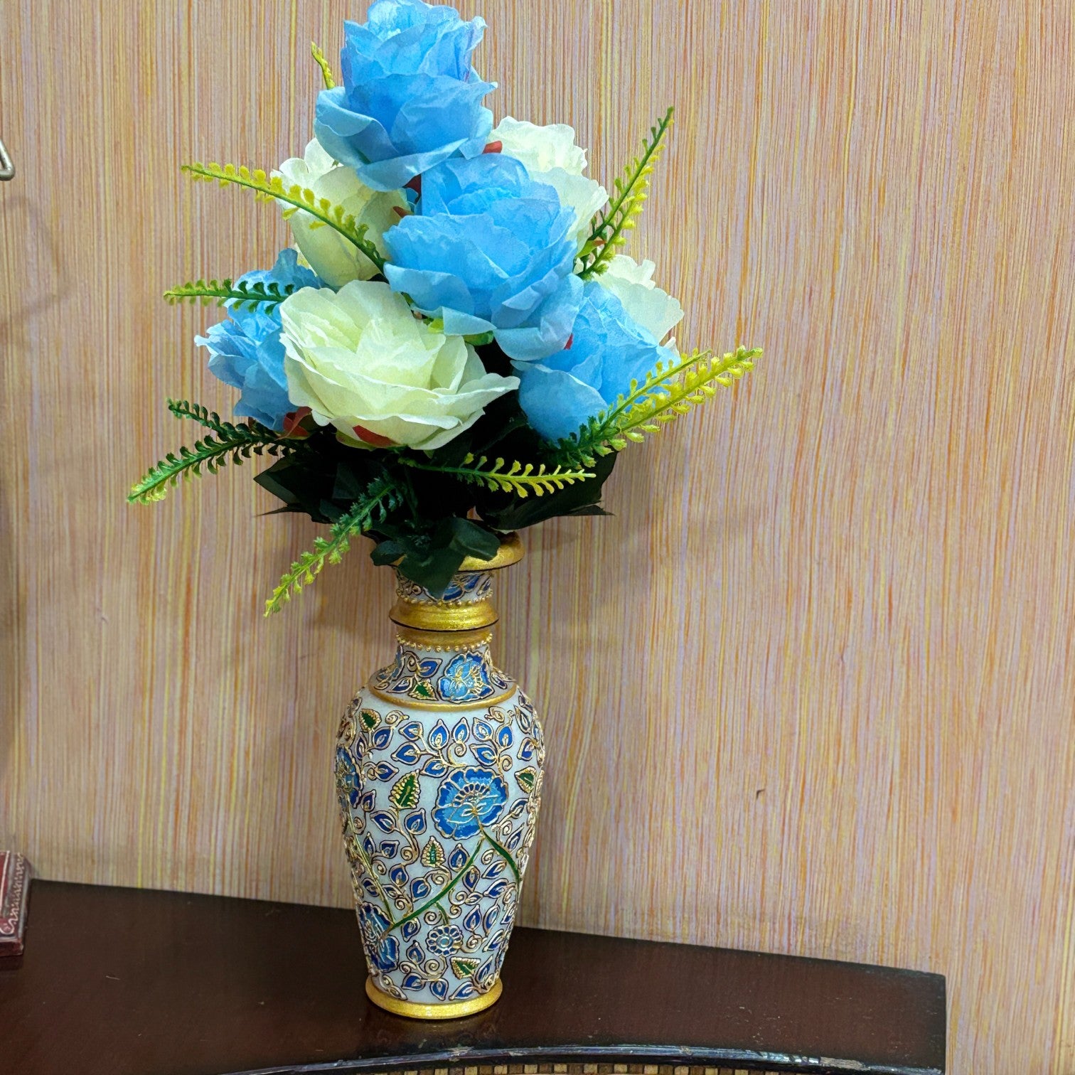 Artificial Flower Bunch for Home Decor & Festive Decoration | Faux Decorative Flower for Living Room, Balcony | Long-Lasting Artificial Flowers for Gifting - 17 Inch - Apkamart