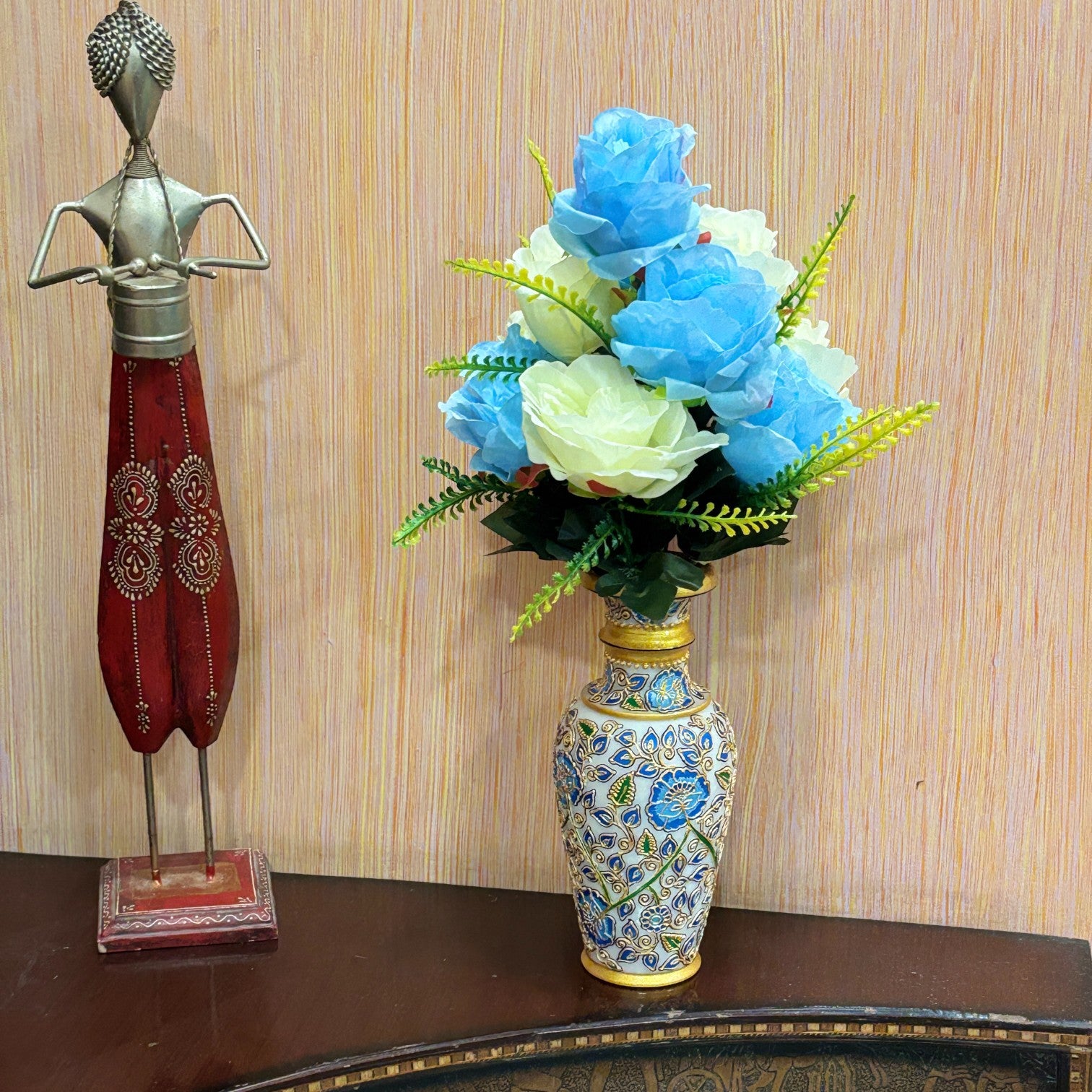 Artificial Flower Bunch for Home Decor & Festive Decoration | Faux Decorative Flower for Living Room, Balcony | Long-Lasting Artificial Flowers for Gifting - 17 Inch - Apkamart