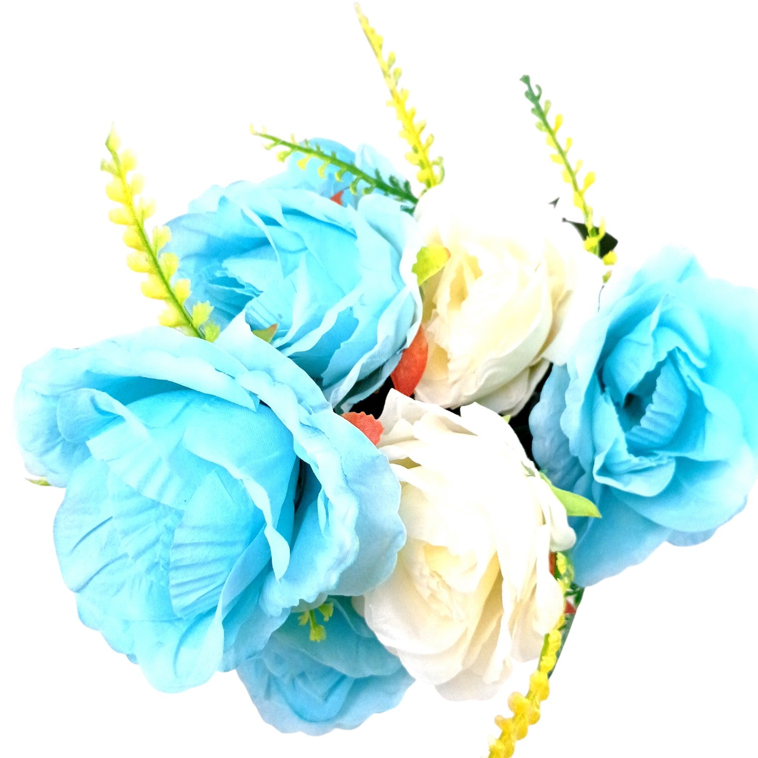 Decorative Artificial Flower Bunch | Faux Flowers with Vine & Leaf for Home, Office, Balcony | Long-Lasting Artificial Flowers for Diwali, Festive Decor - 17 Inch - Apkamart