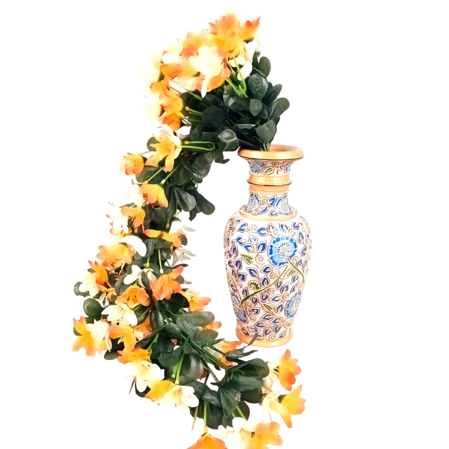 Artificial Hanging Flowers for Decoration | Flower Bunch for Wall, Door, Balcony | Decorative Hanging for Home Décor, Diwali Decoration & Gifting - 27 Inch - Apkamart #Color_Orange