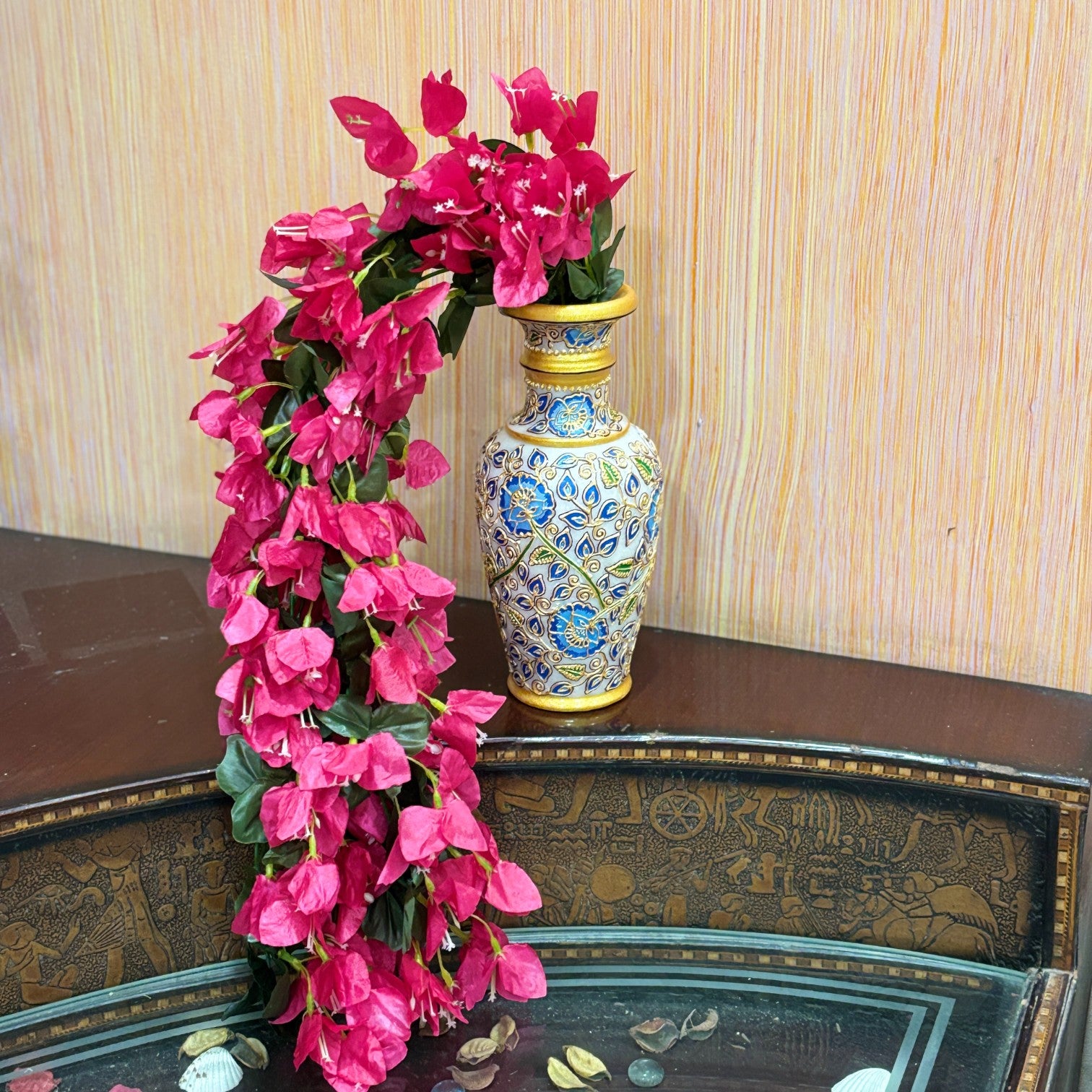 Artificial Hanging Flower for Home Decor | Hanging Flower | Decorative Wall Hanging Floral Bunch for Balcony, Garden & Living Room - 27 Inch - Apkamart #Color_Pink