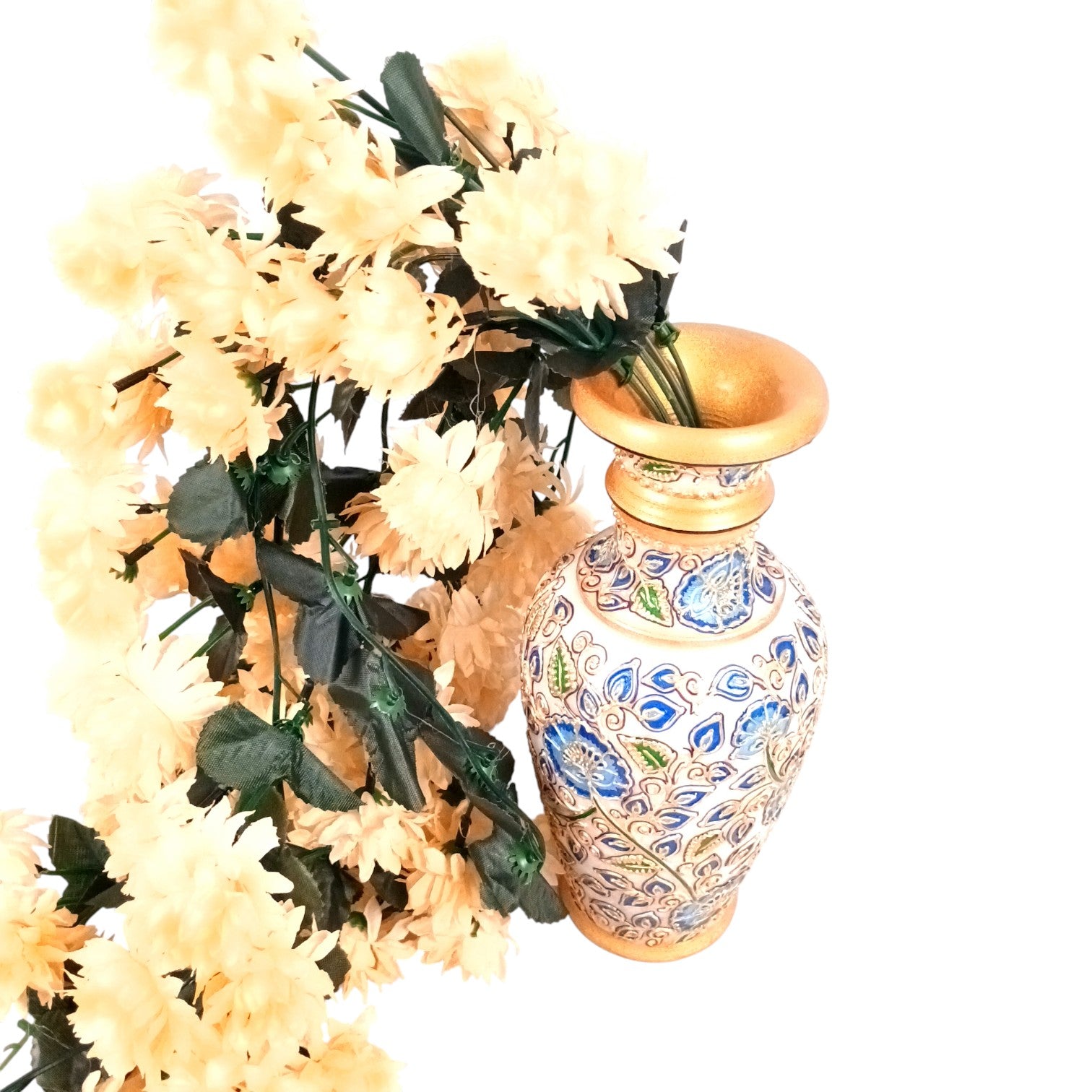 Artificial Hanging Flower for Home Decor | Decorative Wall Hanging | Balcony Garden Indoor Outdoor Decorative Hanging Plant for Living Room Bedroom Office - 37 Inch - Apkamart #Color_Orange