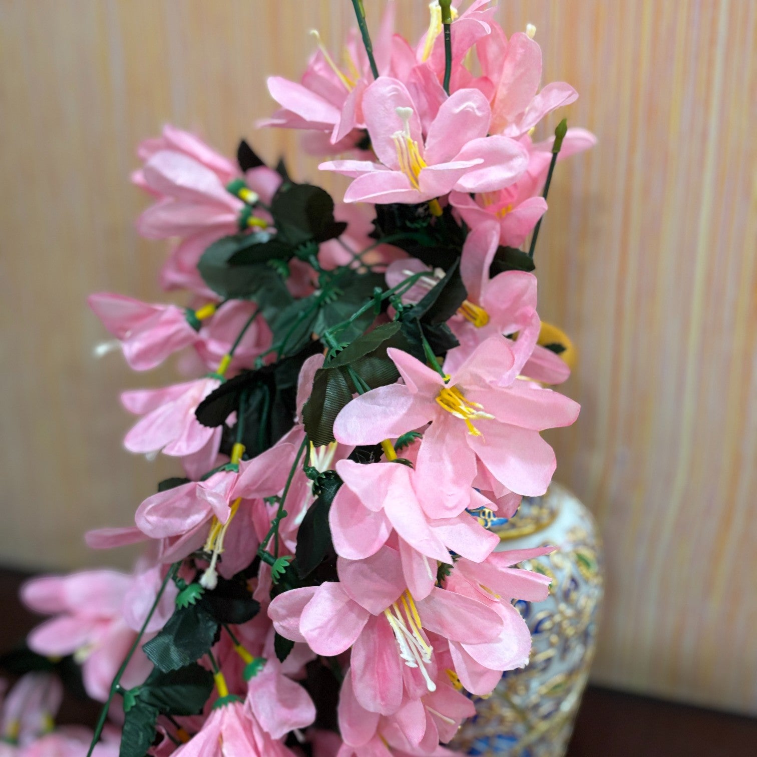 Artificial Hanging Flower for Home Decor | Realistic Hanging Flower | Decorative Wall Hanging Floral Bunch for Diwali Decor ,Balcony , Garden & Living Room Decor - 34 Inch - Apkamart #Color_Pink