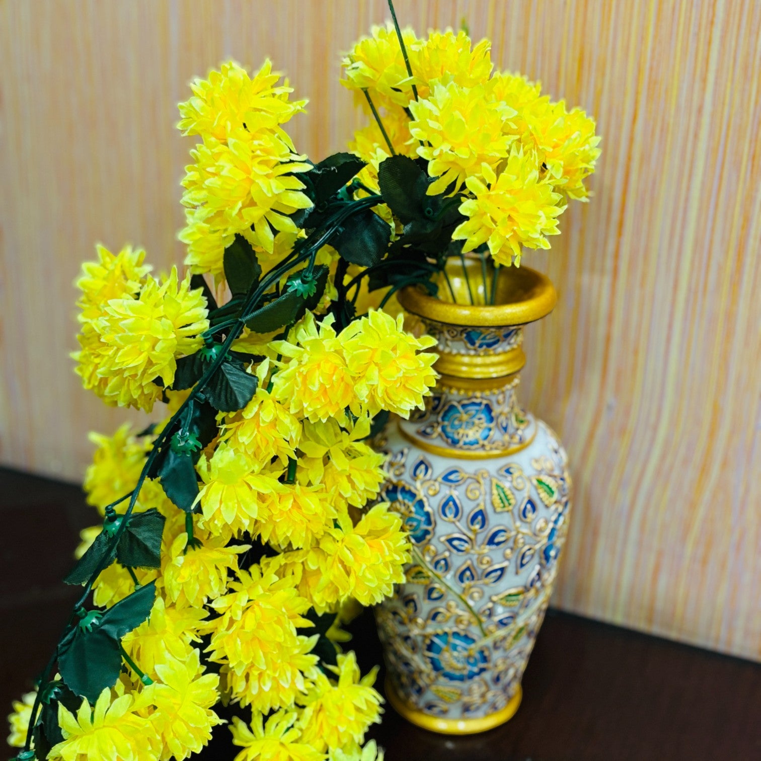 Artificial Hanging Flower for Home Decor | Decorative Wall Hanging | Balcony Garden Indoor Outdoor Decorative Hanging Plant for Living Room Bedroom Office - 37 Inch - Apkamart #Color_Yellow