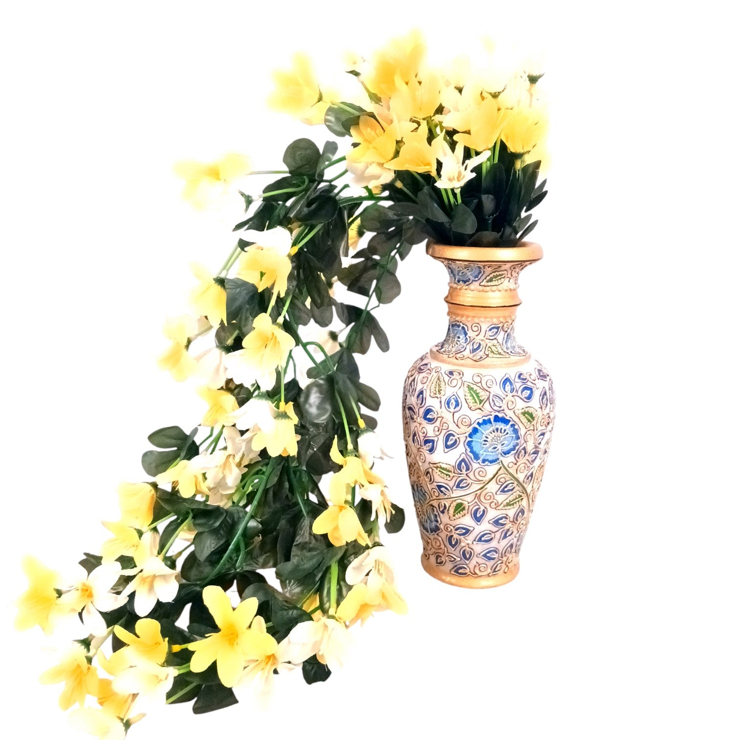 Artificial Hanging Flowers for Decoration | Flower Bunch for Wall, Door, Balcony | Decorative Hanging for Home Décor, Diwali Decoration & Gifting - 27 Inch - Apkamart #Color_Yellow