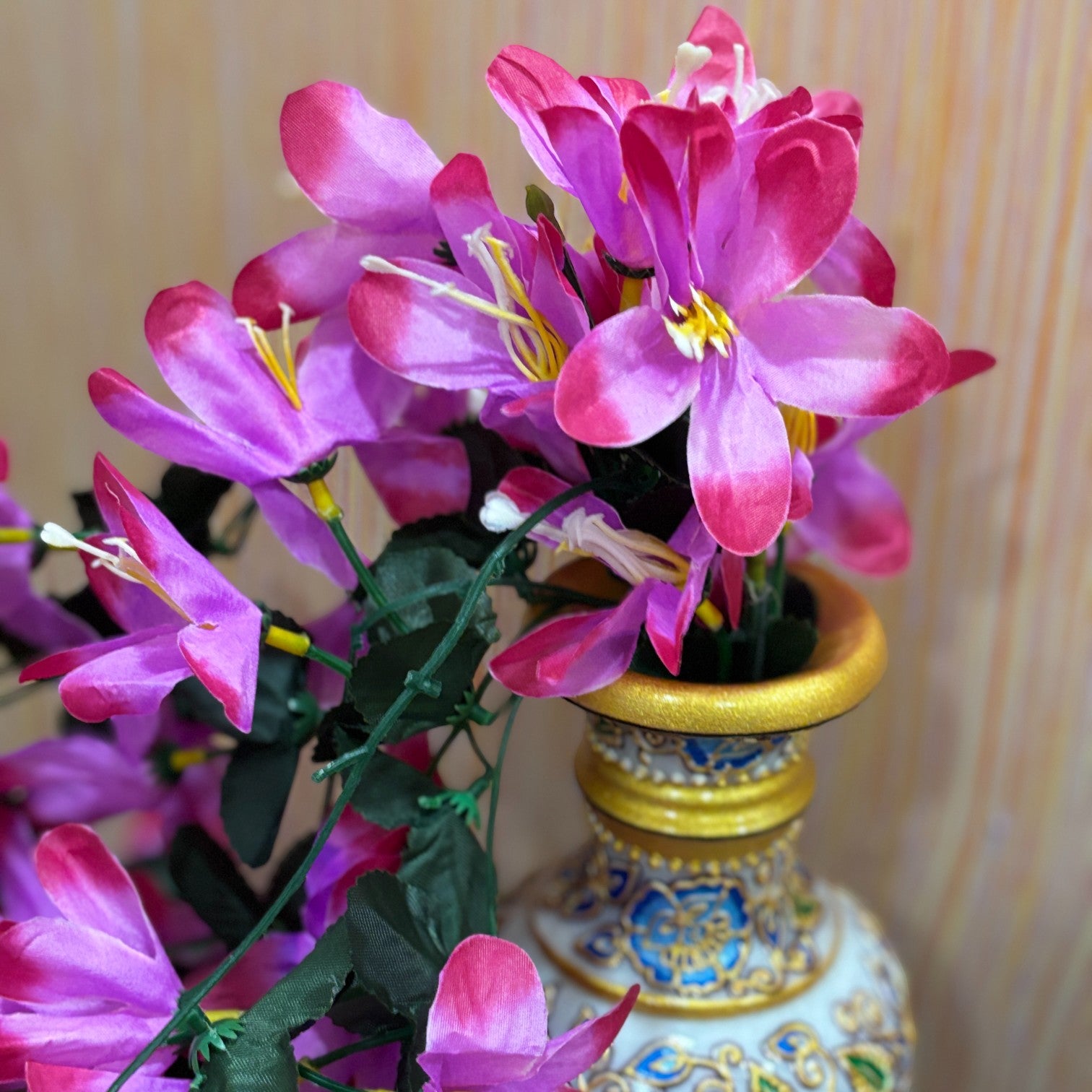 Artificial Hanging Flower for Home Decor | Realistic Hanging Flower | Decorative Wall Hanging Floral Bunch for Festive Decor, Home Decor, Balcony, Living Room - 34 Inch - Apkamart #Color_Pink