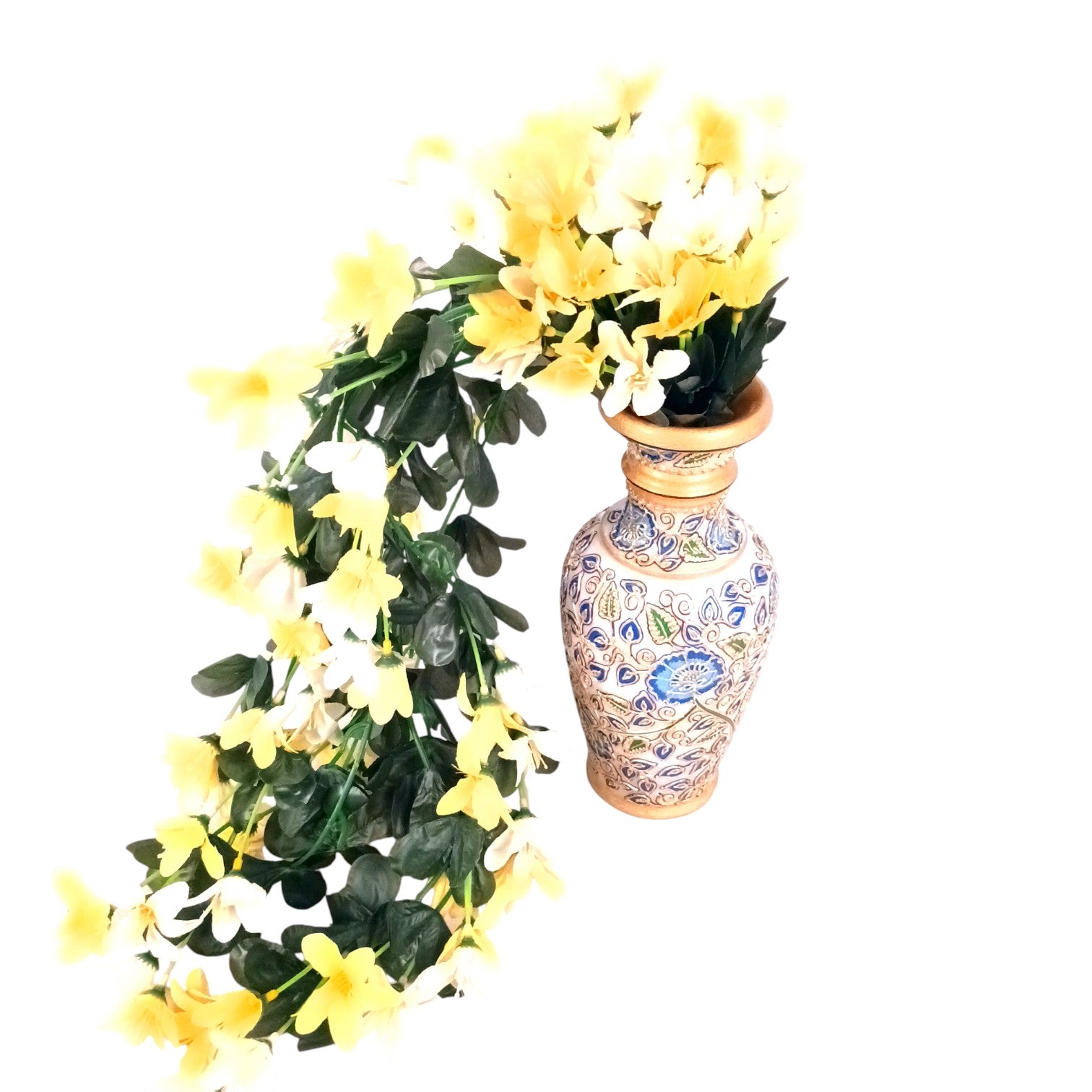 Artificial Hanging Flowers for Decoration | Flower Bunch for Wall, Door, Balcony | Decorative Hanging for Home Décor, Diwali Decoration & Gifting - 27 Inch - Apkamart #Color_Yellow