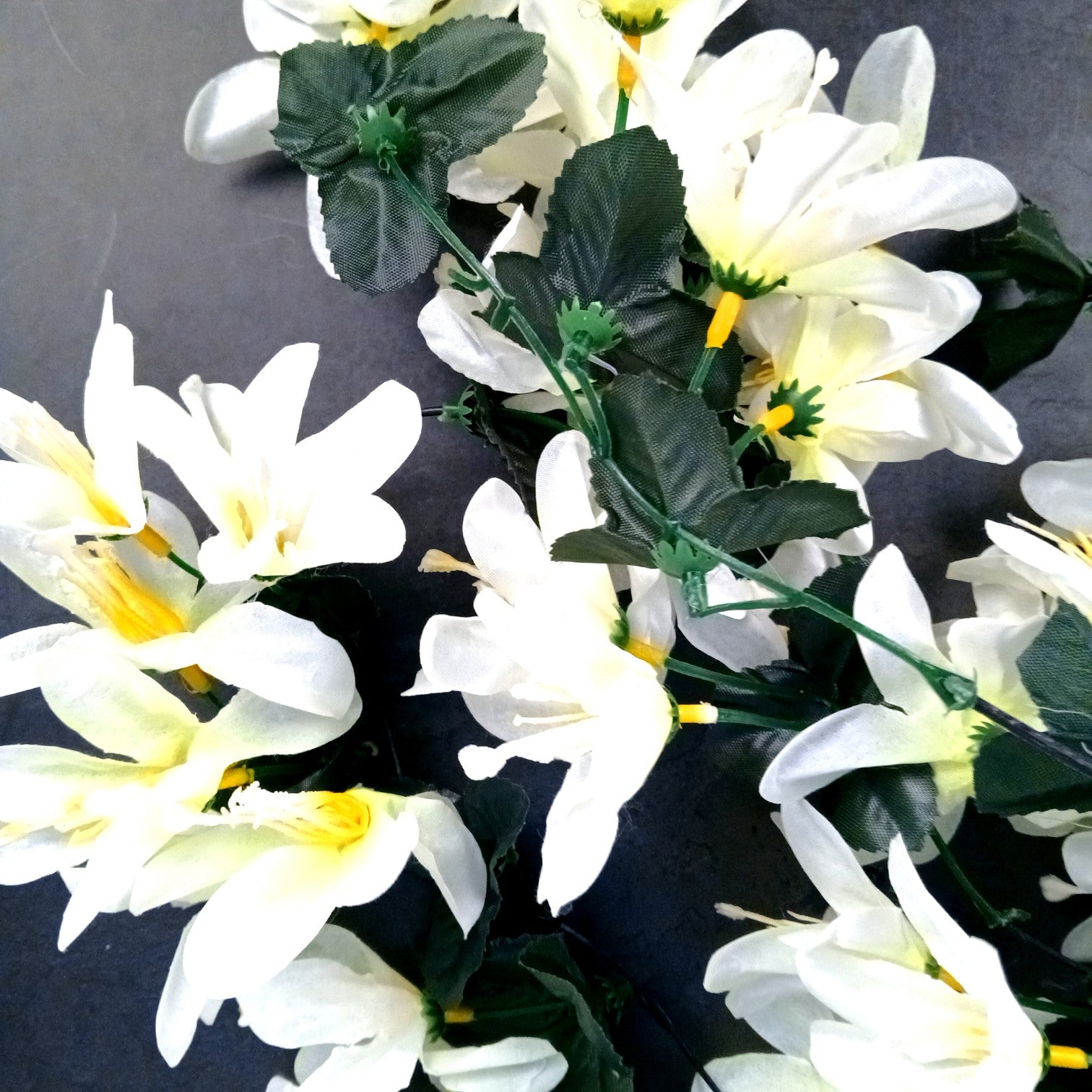 Artificial Hanging Flower for Home Decor | Realistic Hanging Flower | Decorative Wall Hanging Floral Bunch for Festive Decor, Home Decor, Balcony, Living Room - 34 Inch - Apkamart #Color_White