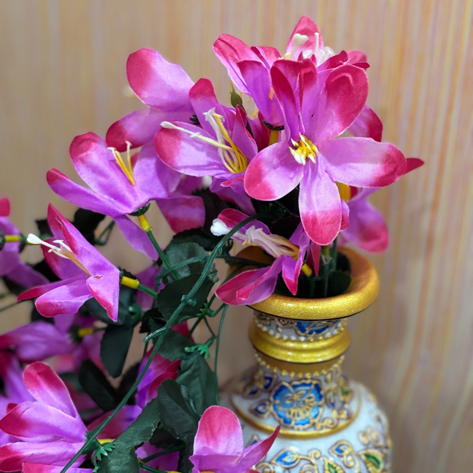 Artificial Hanging Flower for Home Decor | Realistic Hanging Flower | Decorative Wall Hanging Floral Bunch for Festive Decor, Home Decor, Balcony, Living Room - 34 Inch - Apkamart #Color_Pink