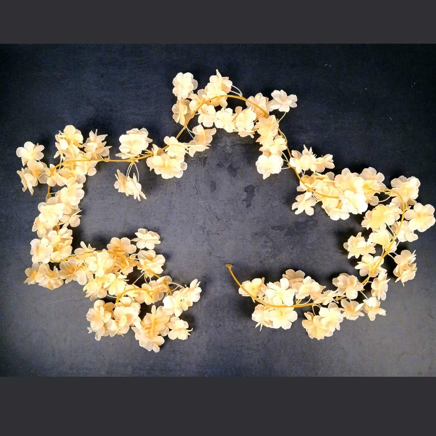 Artificial Hanging Flowers for Wall & Balcony | Faux Decorative Flower Bunch with Vine & Leaf | Perfect for Home Decor, Festive Styling & Housewarming Gifts - 68 Inch - Apkamart #Color_Cream