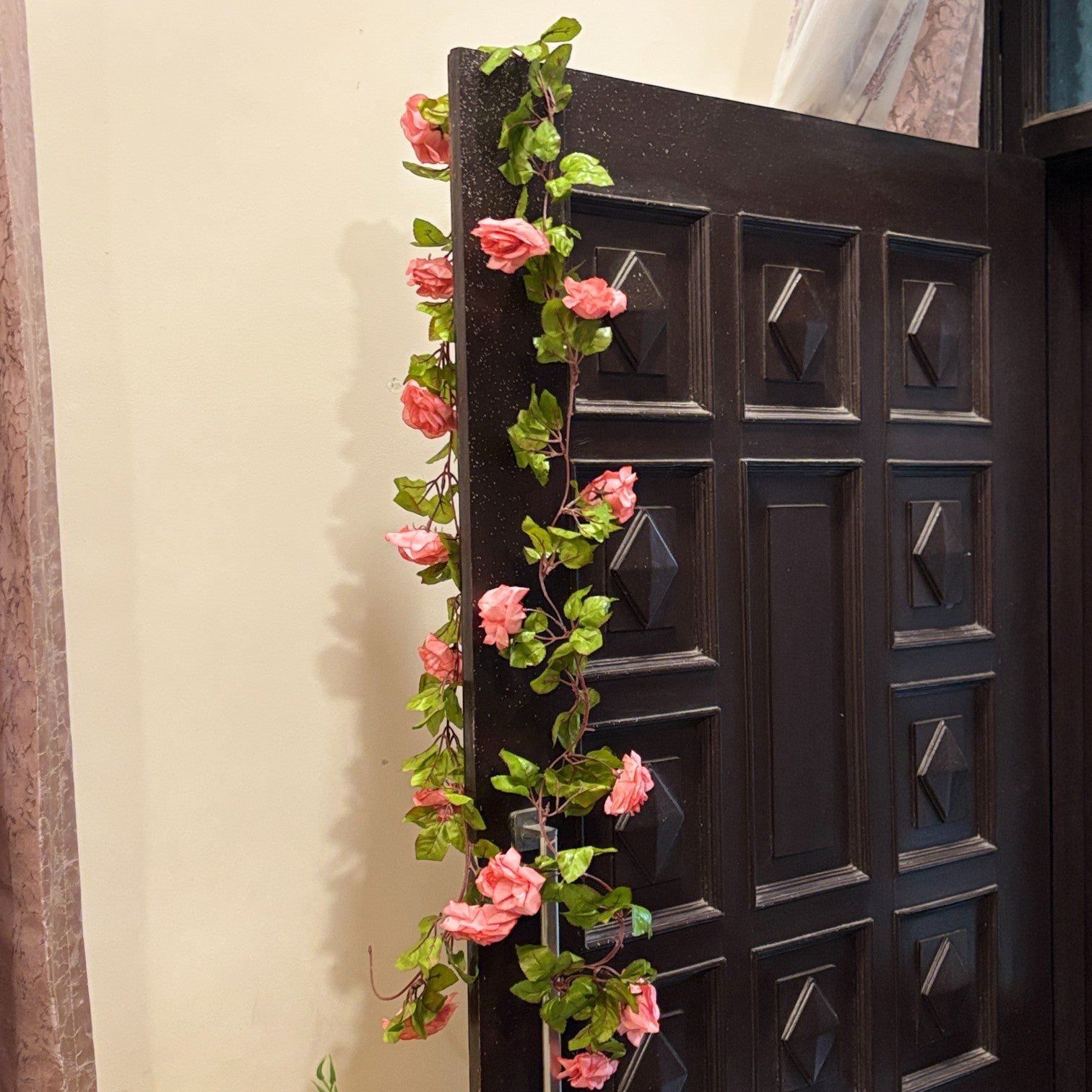 Hanging Artificial Flower Bunch for Home & Balcony | Faux Vine Flower for Wall, Pots & Stands | Decorative Artificial Flowers for Diwali, Festive Decor - 83 Inch - Apkamart #Color_Pink