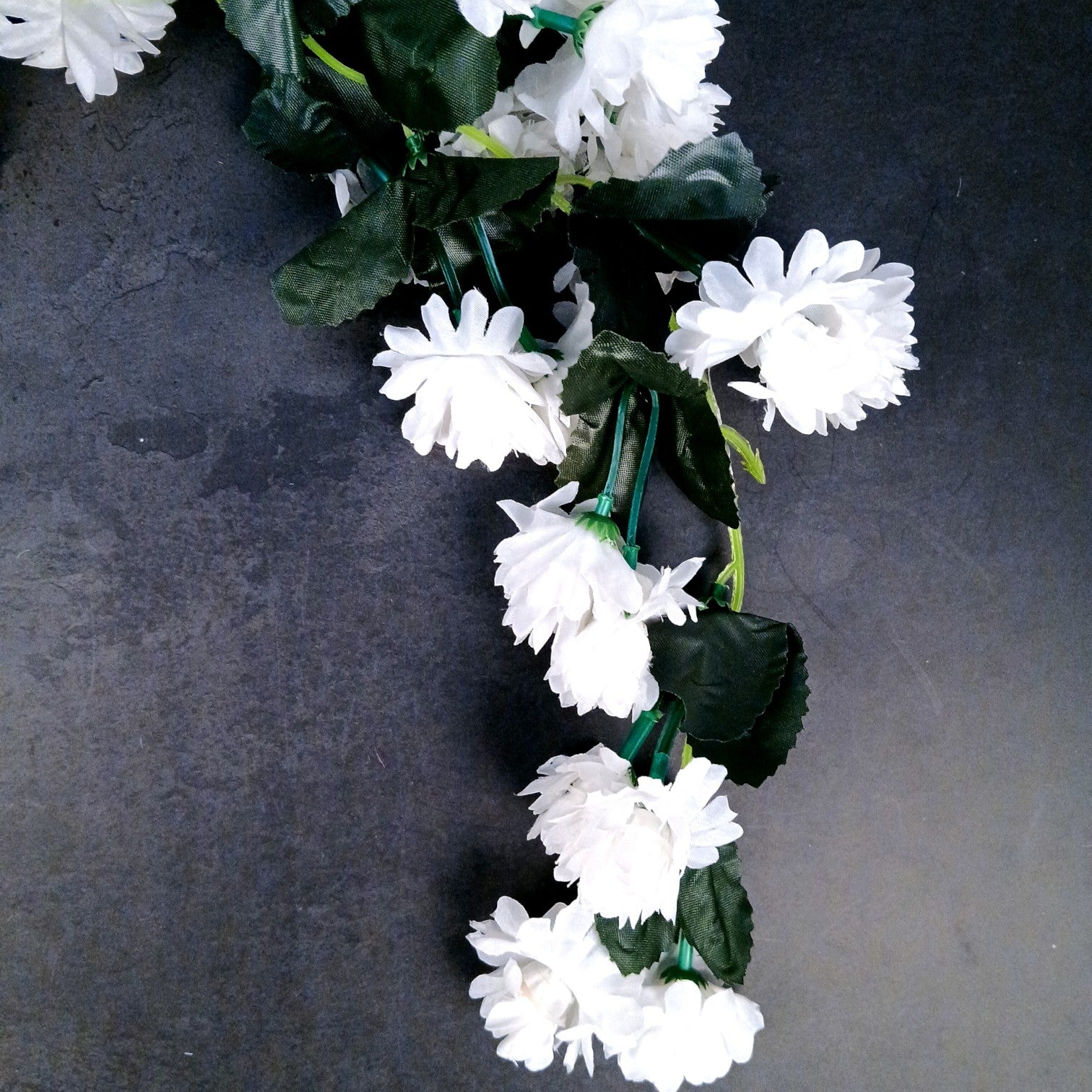 Hanging Bunch of Flowers | Faux Flower Vine with Leaves | Decorative Artificial Flower for Balcony, Living Room, Home Decor & Festive Diwali Decoration - 30 Inch - Apkamart #Color_White