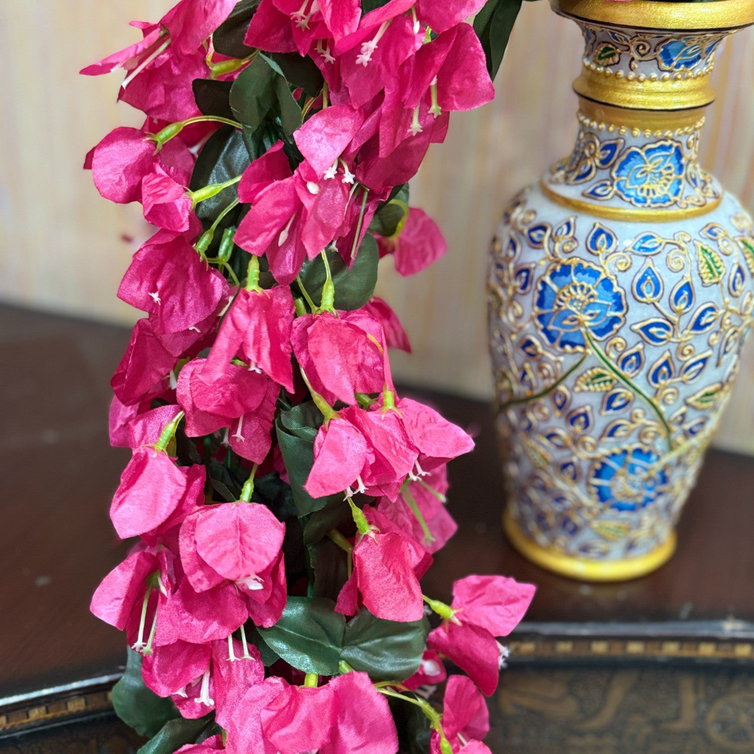 Artificial Hanging Flower for Home Decor | Hanging Flower | Decorative Wall Hanging Floral Bunch for Balcony, Garden & Living Room - 27 Inch - Apkamart #Color_Pink