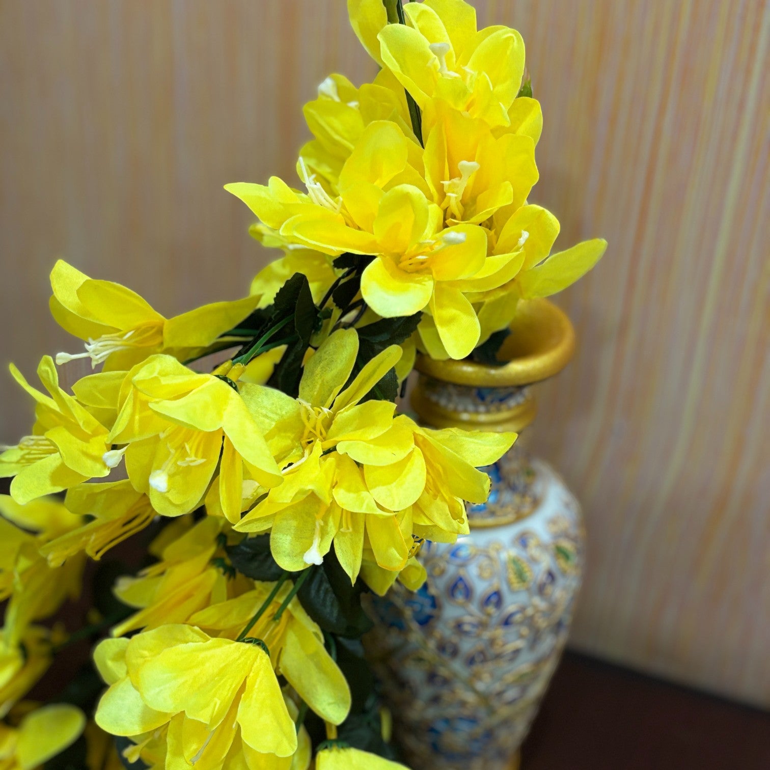 Artificial Hanging Flower for Home Decor | Realistic Hanging Flower | Decorative Wall Hanging Floral Bunch for Diwali Decor ,Balcony , Garden & Living Room Decor - 34 Inch - Apkamart #Color_Yellow