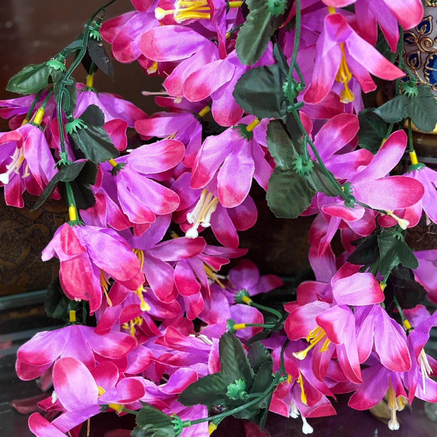 Artificial Hanging Flower for Home Decor | Realistic Hanging Flower | Decorative Wall Hanging Floral Bunch for Festive Decor, Home Decor, Balcony, Living Room - 34 Inch - Apkamart #Color_Pink