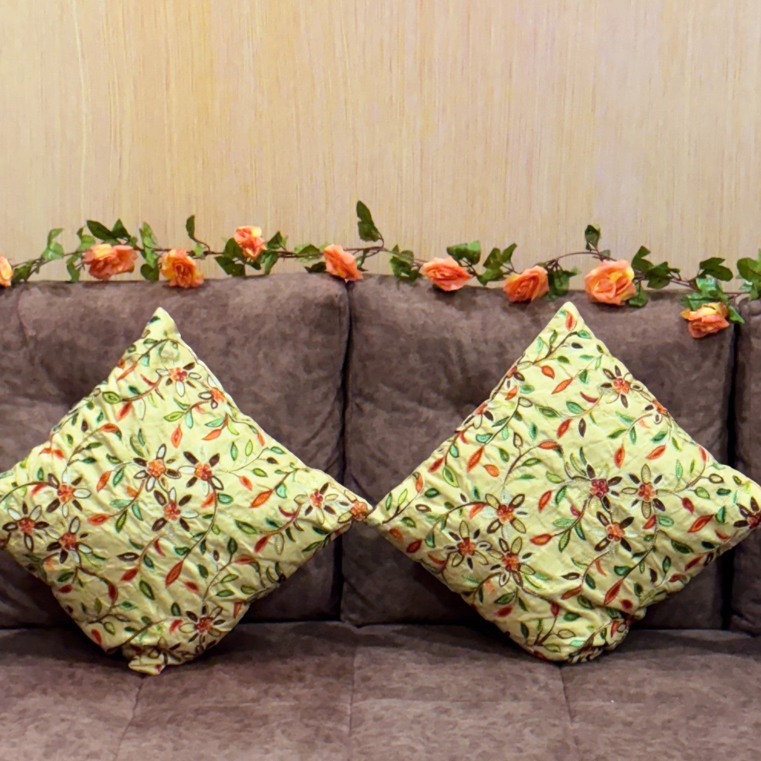 Hanging Artificial Flower Bunch for Home & Balcony | Faux Vine Flower for Wall, Pots & Stands | Decorative Artificial Flowers for Diwali, Festive Decor - 83 Inch - Apkamart #Color_Orange