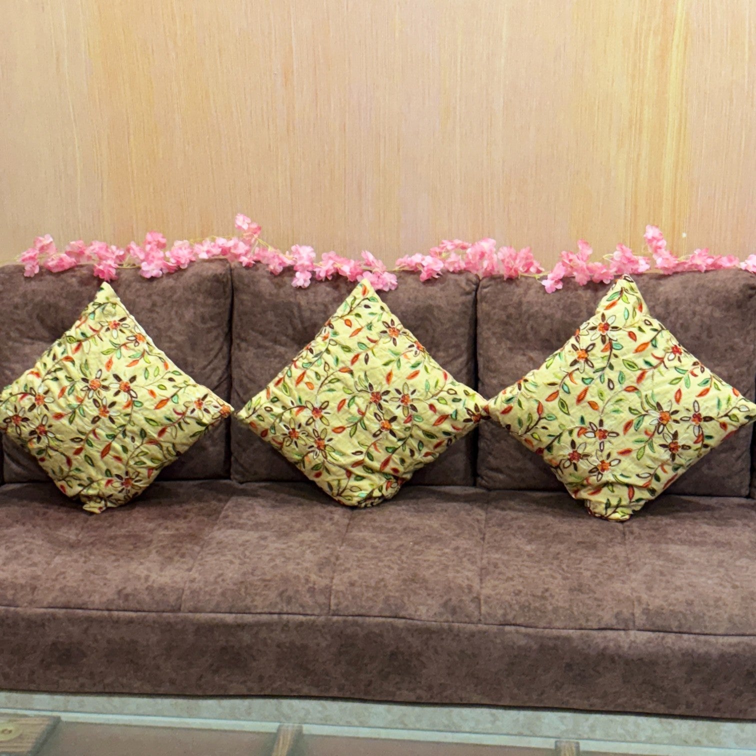 Decorative Hanging Flower Bunch | Faux Artificial Flowers with Vine & Leaf for Balcony, Wall & Office | Long-Lasting Flowers for Diwali & Festive Decoration - 68 Inch - Apkamart #Color_Pink