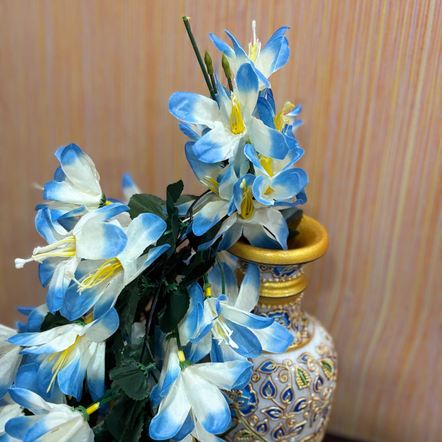 Artificial Hanging Flower for Home Decor | Realistic Hanging Flower | Decorative Wall Hanging Floral Bunch for Diwali Decor ,Balcony , Garden & Living Room Decor - 34 Inch - Apkamart #Color_Blue