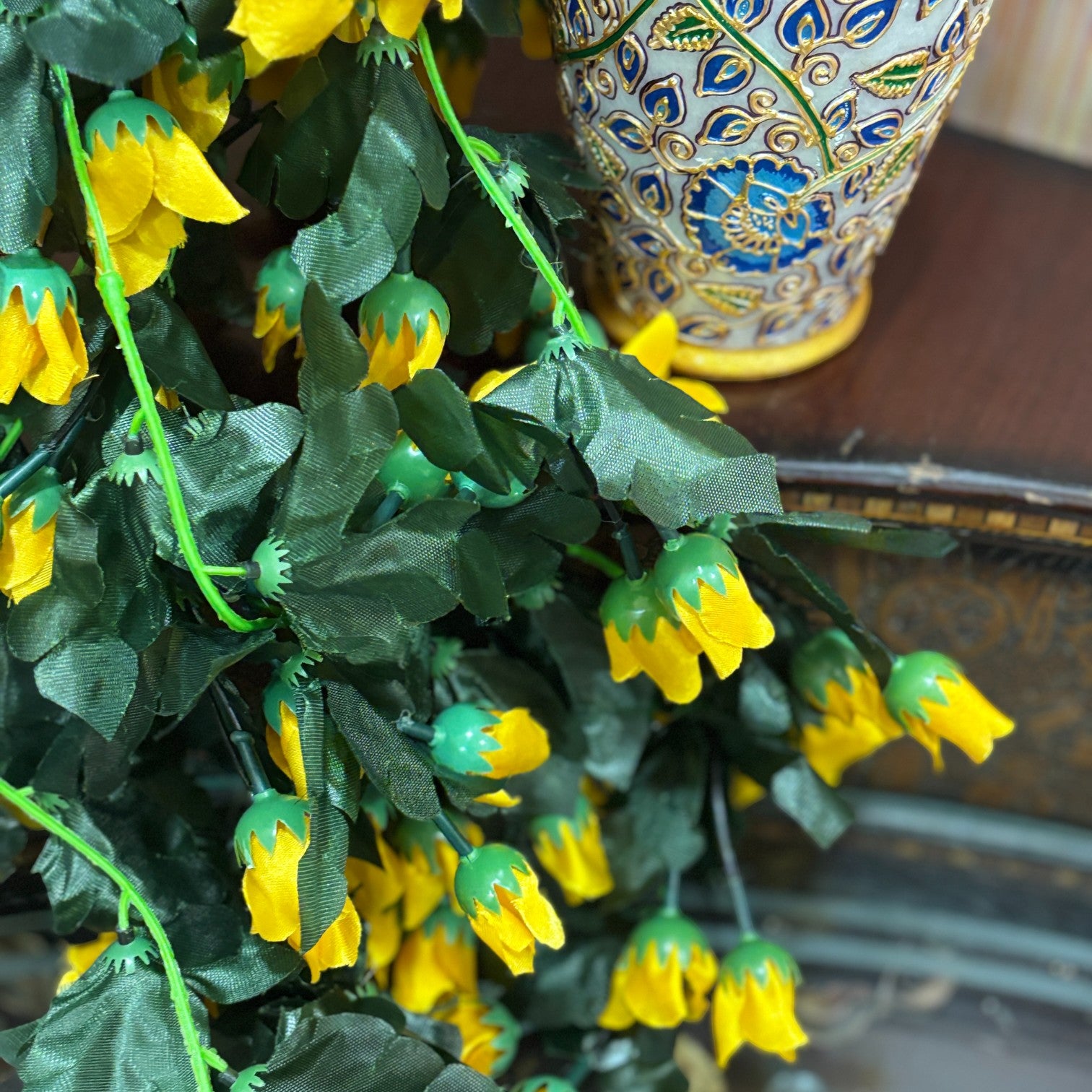 Artificial Hanging Flower for Home Decor | Realistic Hangings for Diwali Decor| Decorative Wall Hanging for Balcony, Garden, Living Room & Office - 31 Inch - Apkamart #Color_Yellow