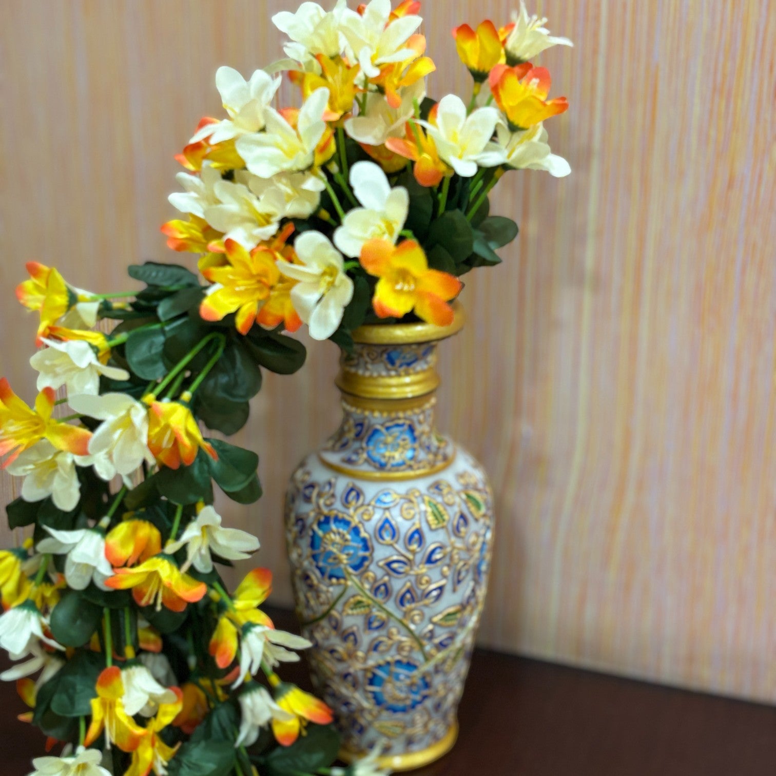 Artificial Hanging Flowers for Decoration | Flower Bunch for Wall, Door, Balcony | Decorative Hanging for Home Décor, Diwali Decoration & Gifting - 27 Inch - Apkamart #Color_Orange