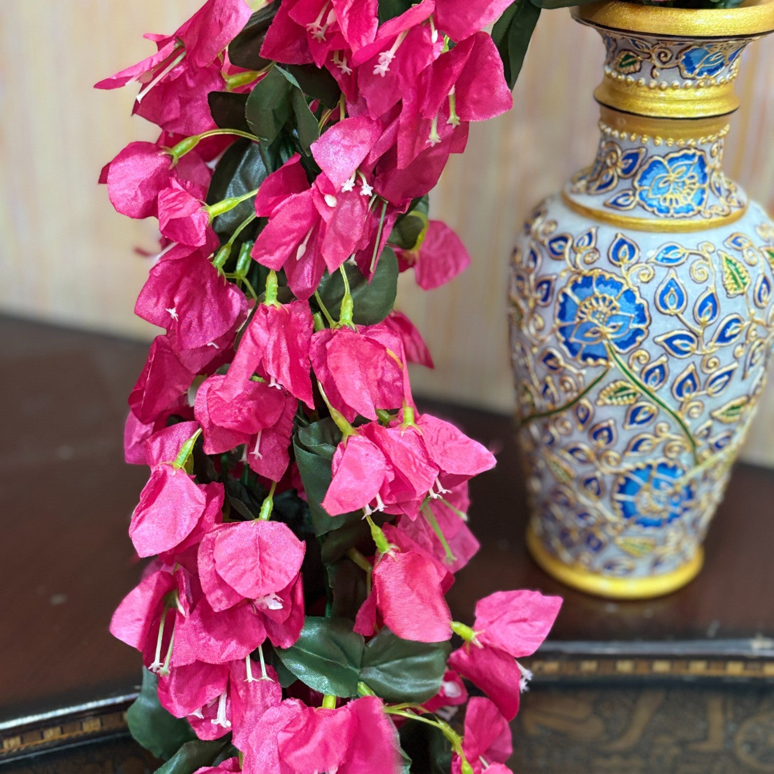 Artificial Hanging Flower for Home Decor | Hanging Flower | Decorative Wall Hanging Floral Bunch for Balcony, Garden & Living Room - 27 Inch - Apkamart #Color_Pink