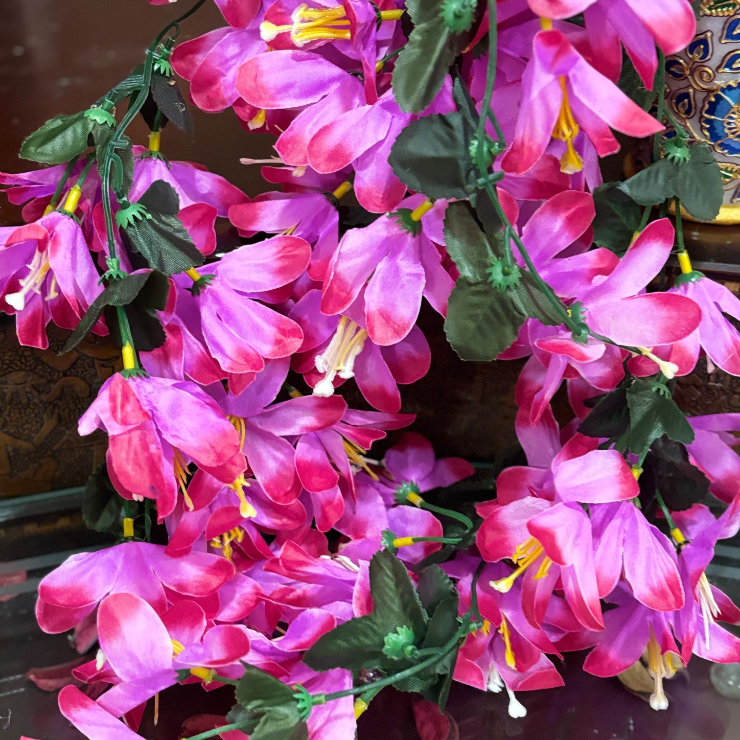 Artificial Hanging Flower for Home Decor | Realistic Hanging Flower | Decorative Wall Hanging Floral Bunch for Festive Decor, Home Decor, Balcony, Living Room - 34 Inch - Apkamart #Color_Pink