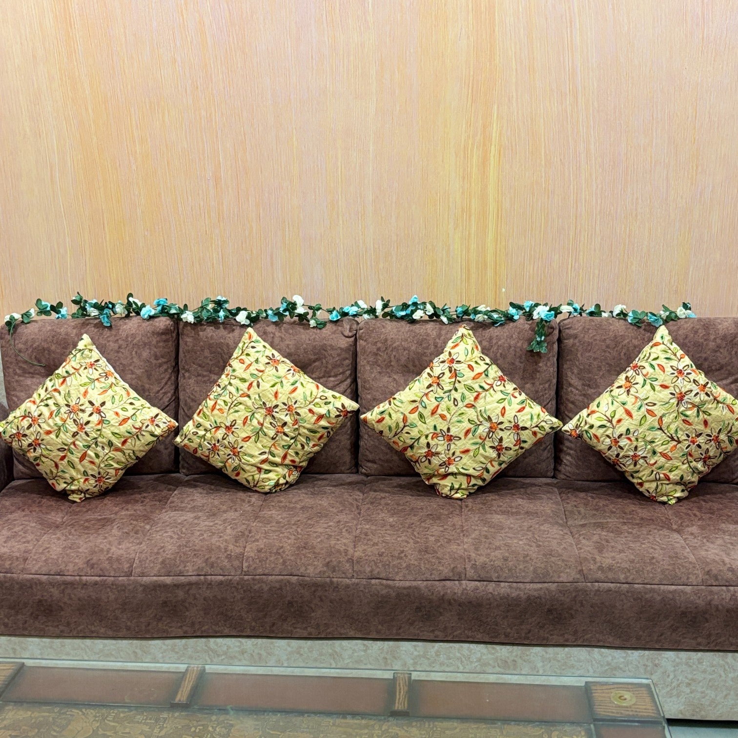 Artificial Flower Bunch for Home & Balcony Décor | Faux Decorative Flowers for Wall, Pot & Stands | Revolving Vine Bunch for Living Room - 90 Inch - Apkamart #Style_Pack Of 2