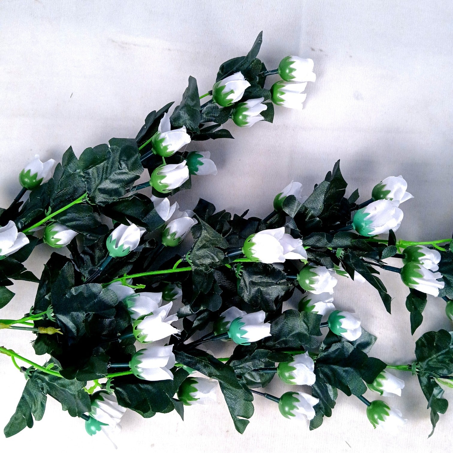 Artificial Hanging Flower for Home Decor | Realistic Hangings for Diwali Decor| Decorative Wall Hanging for Balcony, Garden, Living Room & Office - 31 Inch - Apkamart #Color_White