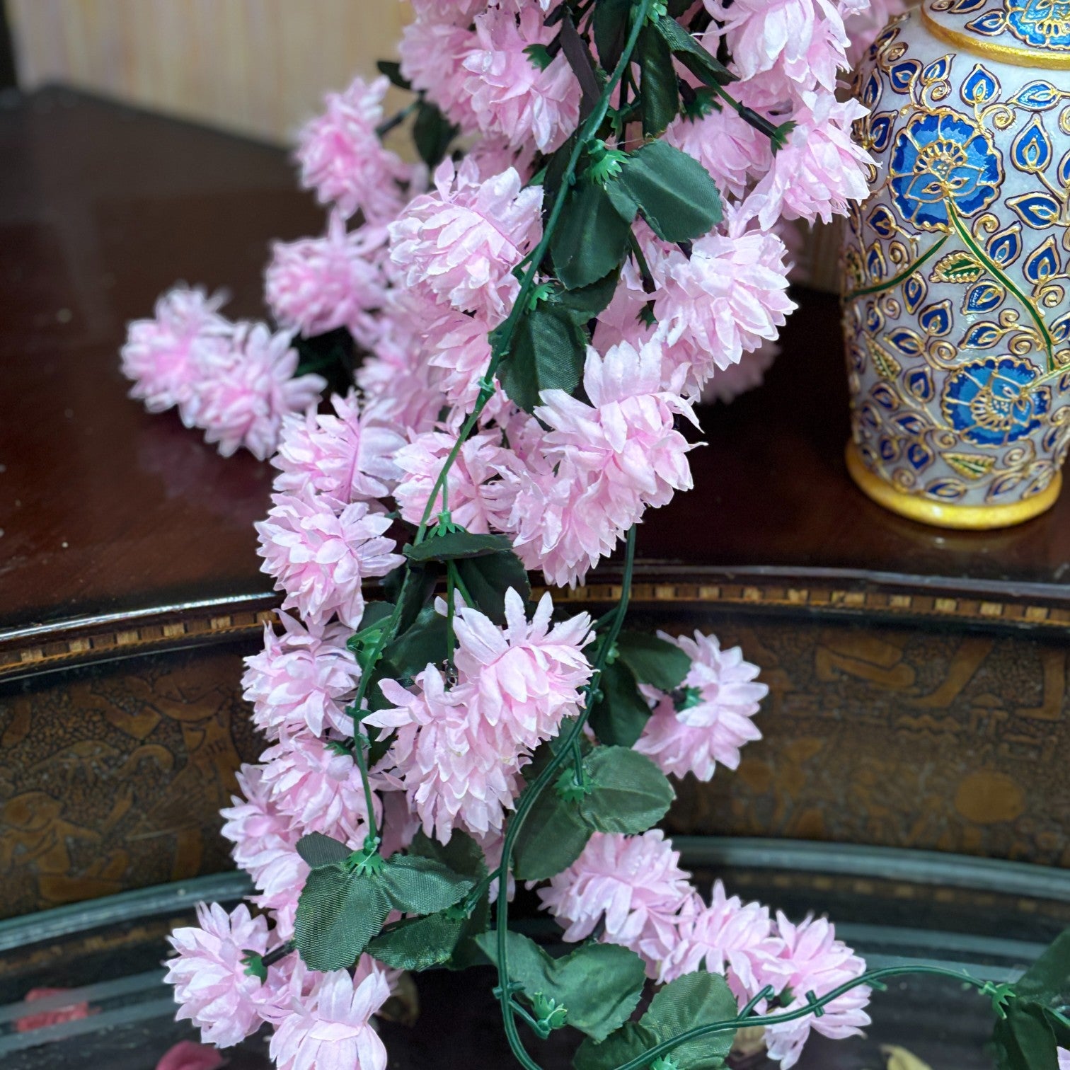 Artificial Hanging Flower for Home Decor | Decorative Wall Hanging | Balcony Garden Indoor Outdoor Decorative Hanging Plant for Living Room Bedroom Office - 37 Inch - Apkamart #Color_Pink