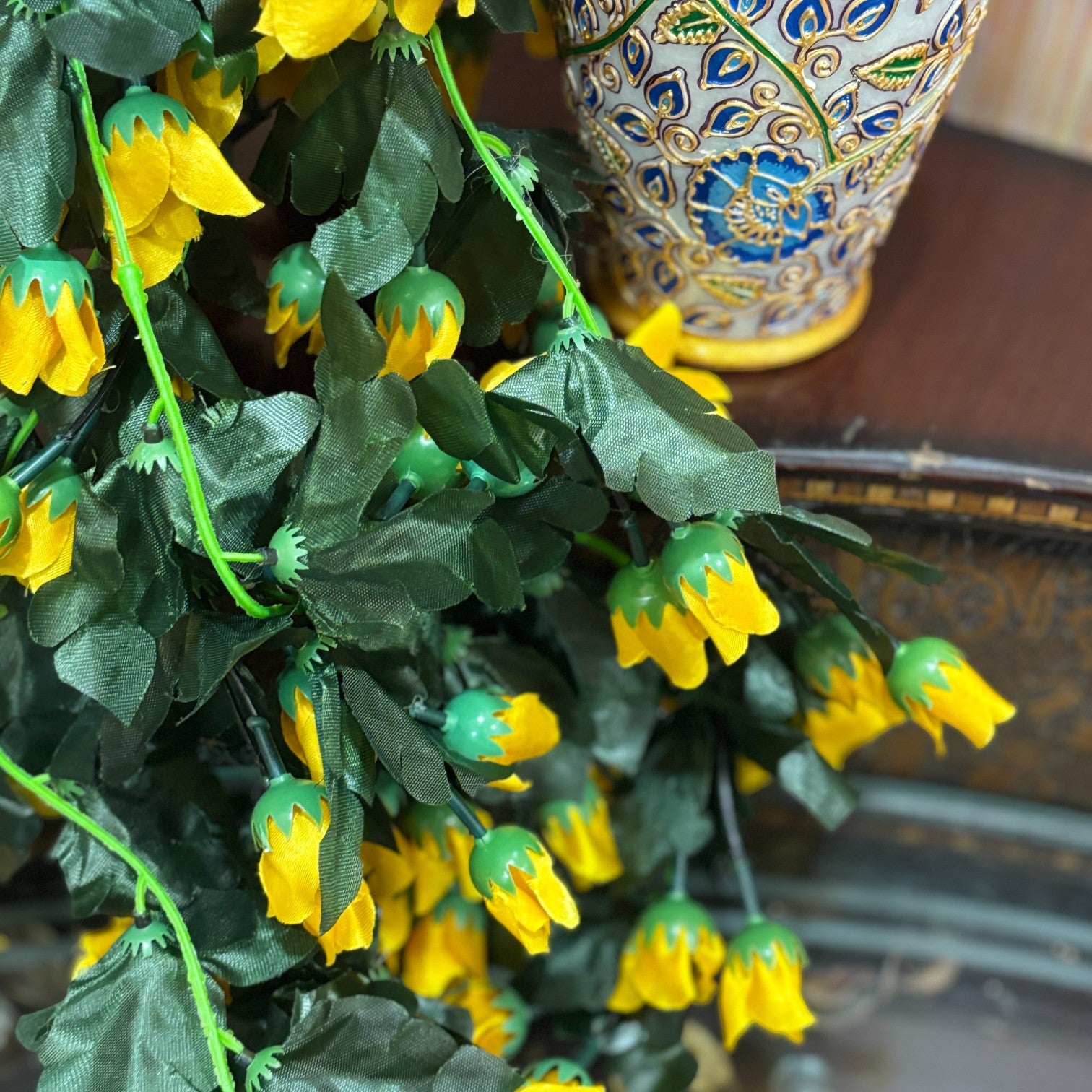 Artificial Hanging Flower for Home Decor | Realistic Hangings for Diwali Decor| Decorative Wall Hanging for Balcony, Garden, Living Room & Office - 31 Inch - Apkamart #Color_Yellow