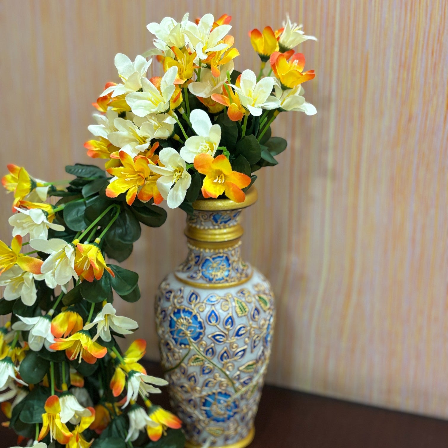 Artificial Hanging Flowers for Decoration | Flower Bunch for Wall, Door, Balcony | Decorative Hanging for Home Décor, Diwali Decoration & Gifting - 27 Inch - Apkamart #Color_Orange