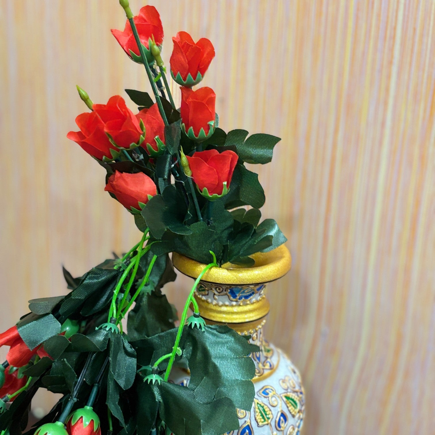 Artificial Hanging Flower for Home Decor | Realistic Hangings for Diwali Decor| Decorative Wall Hanging for Balcony, Garden, Living Room & Office - 31 Inch - Apkamart #Color_Red