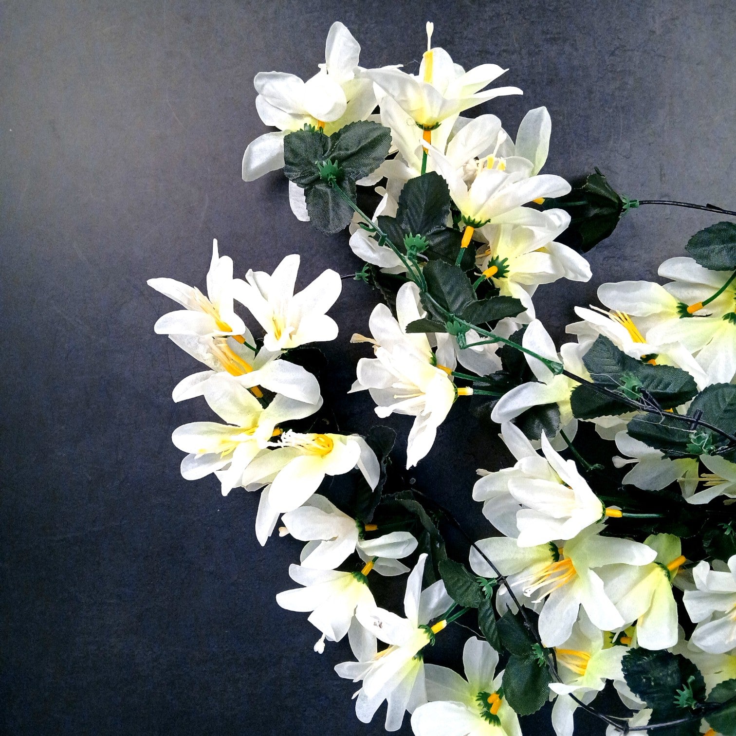 Artificial Hanging Flower for Home Decor | Realistic Hanging Flower | Decorative Wall Hanging Floral Bunch for Festive Decor, Home Decor, Balcony, Living Room - 34 Inch - Apkamart #Color_White