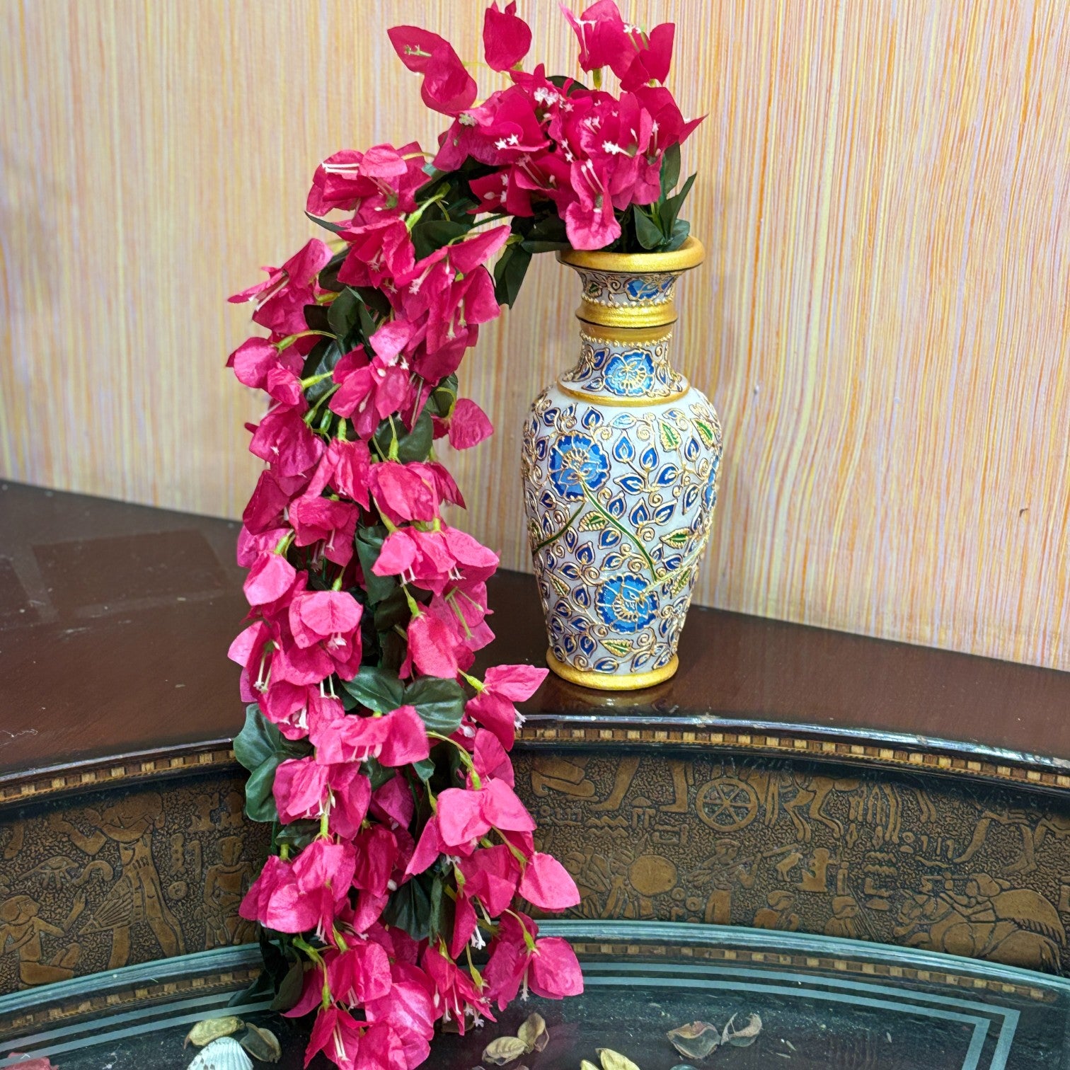 Artificial Hanging Flower for Home Decor | Hanging Flower | Decorative Wall Hanging Floral Bunch for Balcony, Garden & Living Room - 27 Inch - Apkamart #Color_Pink